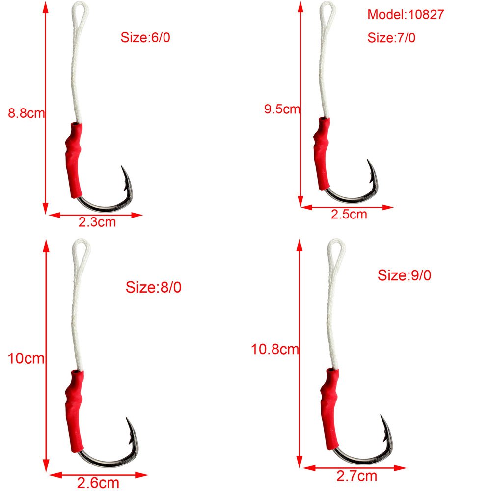 30pcs Fishing Assist Hooks with PE Line - Strong Jig Hooks for Vertical Butterfly Jigging - Perfect for Saltwater & Freshwater Fishing