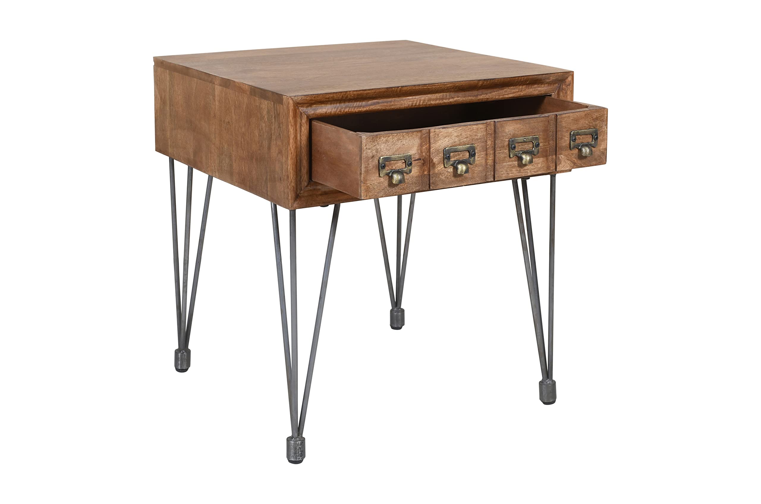 Vintage Solid Wood End Table with Apothecary Drawers - Rustic Nightstand for Bedroom, Living Room & Office - Jofran Inc. Handcrafted American Furniture