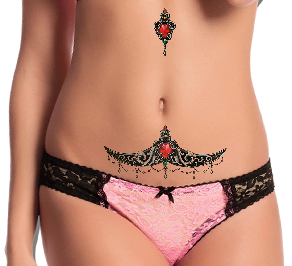 3D Temporary Tattoo Stickers for Men & Women - Waterproof Fake Tattoos with Flowers, Butterflies, Stars & Angel Designs - Realistic Body Art for Parties, Halloween, Cosplay & Honeymoon - 19x9cm Dark Desire Collection TL-143