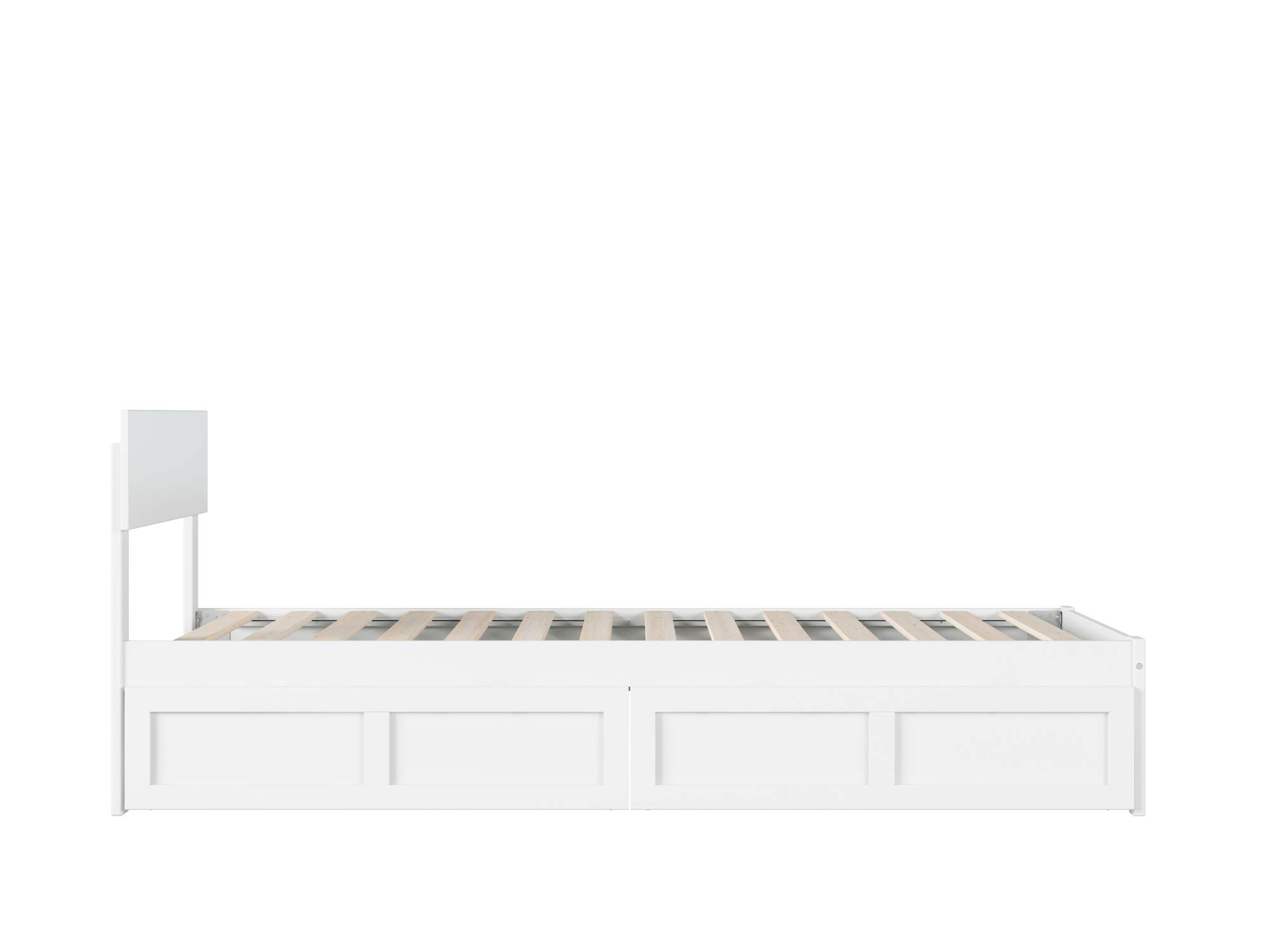 AFI White Twin XL Boston Bed Frame with Underbed Storage Drawers - Space-Saving Bedroom Furniture for Small Apartments & Dorm Rooms