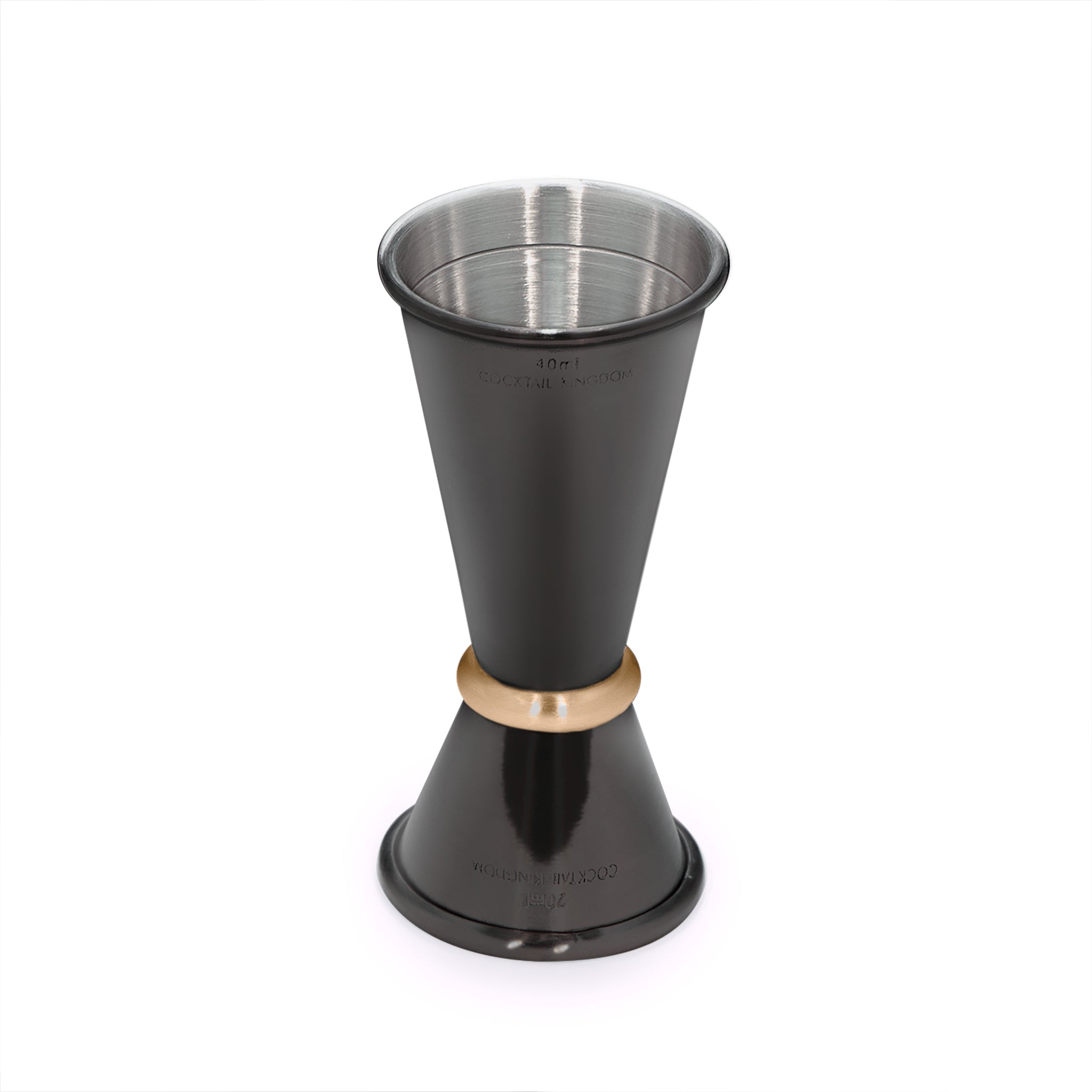 Premium Japanese Style Jigger with Gunmetal Black Finish & Gold Plated Ring - 20ml & 40ml Dual Measuring Cup for Cocktails, Bartending, and Mixology at Home Bars