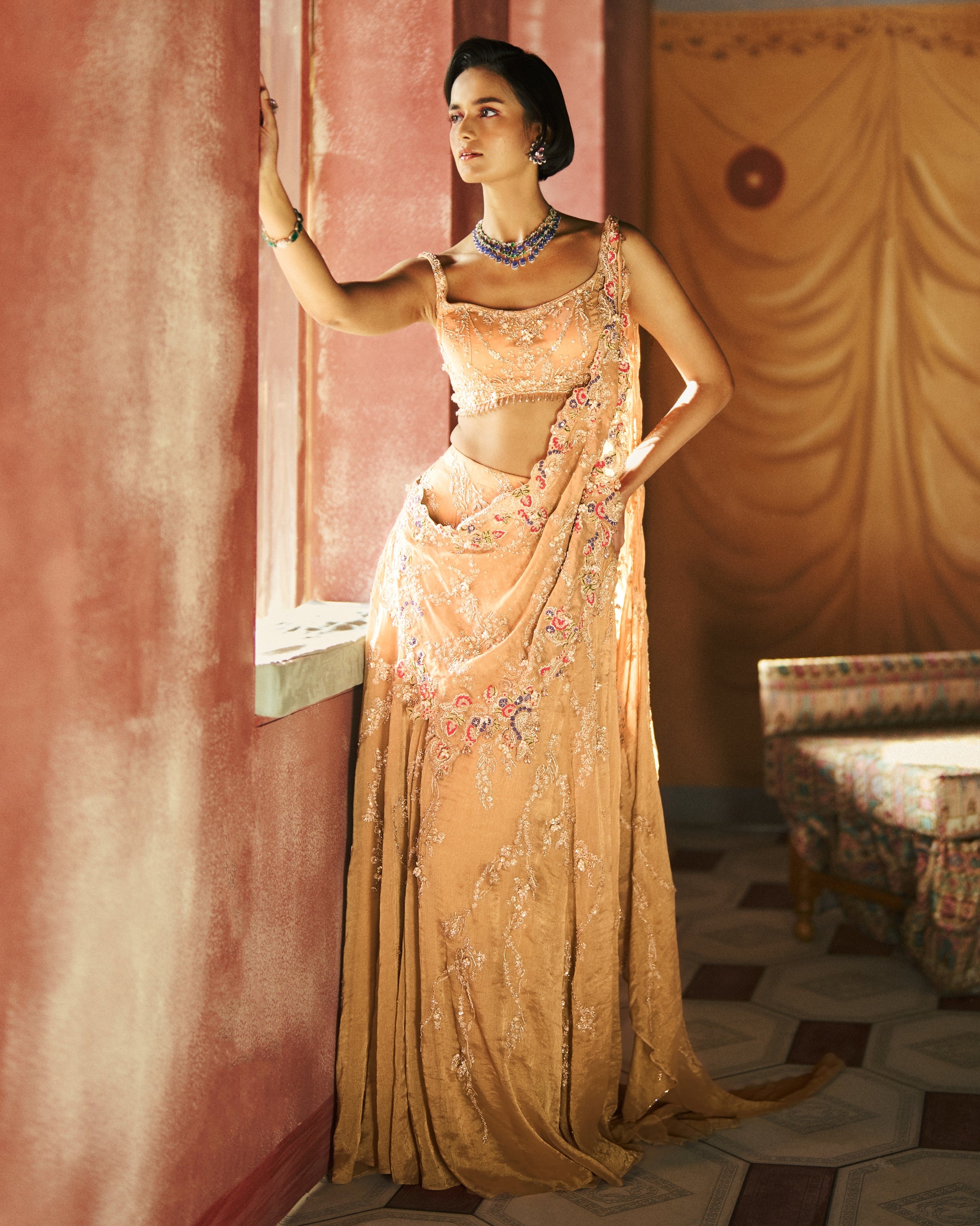 Aureva Drape Sari Set - Elegant Indian Traditional Outfit for Women | Perfect for Weddings, Festivals & Special Occasions