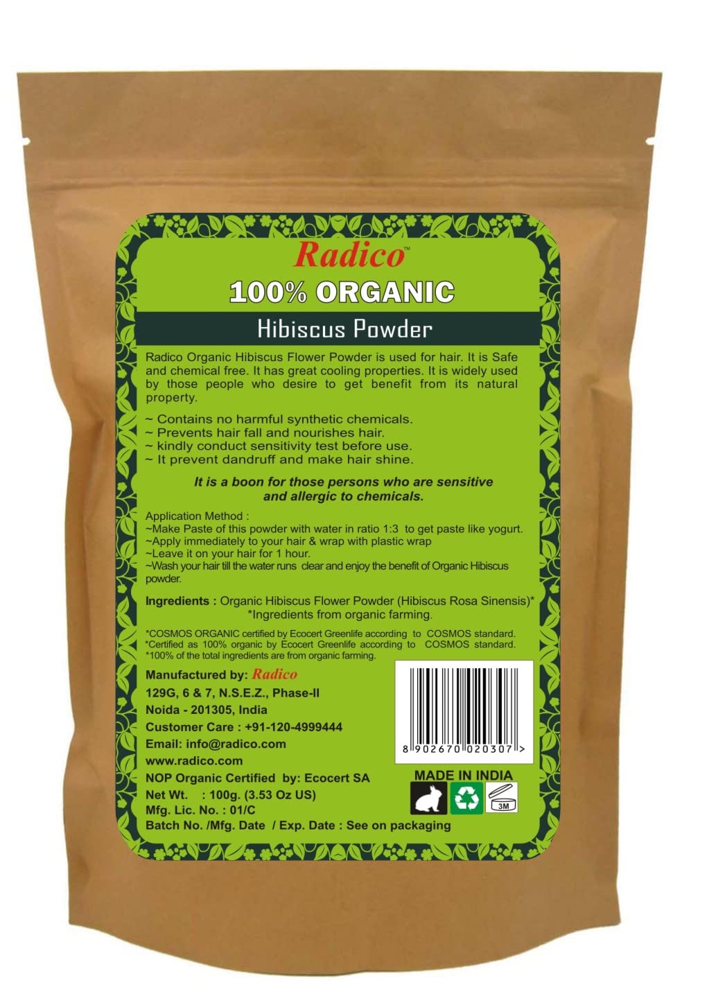 Organic Hibiscus Hair Treatment Powder - 100% Natural Herbs for Soft, Shiny & Healthy Hair | Anti-Hair Loss, Repair & Nourish Damaged Hair | Prevents Dandruff & Hair Thinning | 100g | Perfect for Dry, Damaged Hair & Scalp Care at Home
