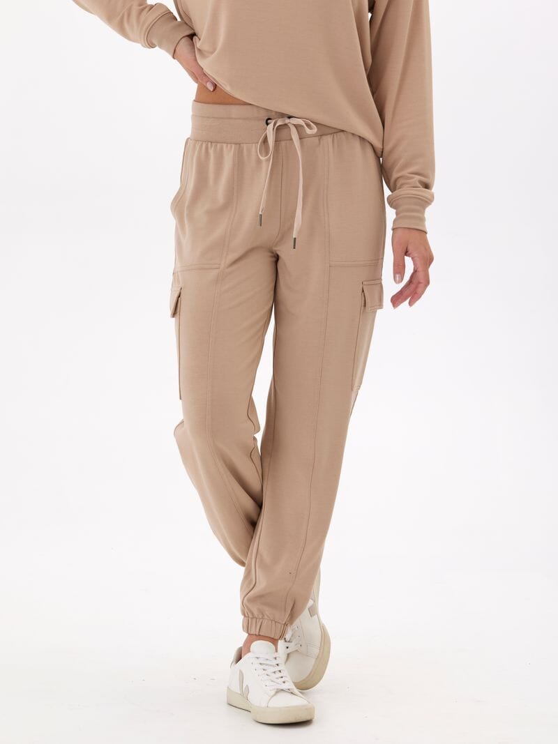 Chai Margot Modal Terry Cargo Jogger Pants for Women - Soft Stretch Lounge & Workout Joggers - Perfect for Yoga, Running, and Casual Wear