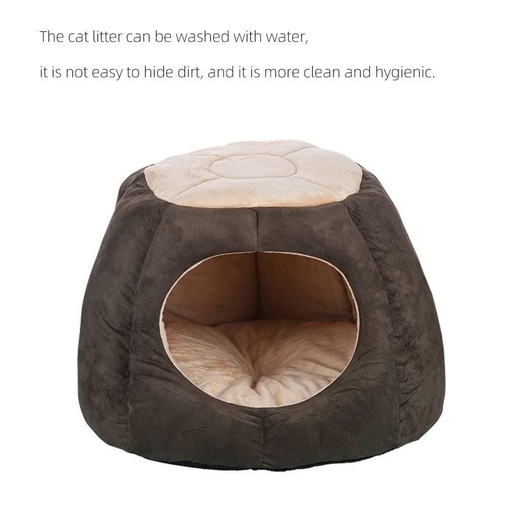 Cozy Warm Pet Bed for Cats & Small Dogs - Indoor/Outdoor Cave Nest with Soft Fleece Lining - Winter House for Puppies & Kittens (Wine Red, Small) - Perfect for Cuddling, Sleeping & Keeping Pets Warm in Cold Weather