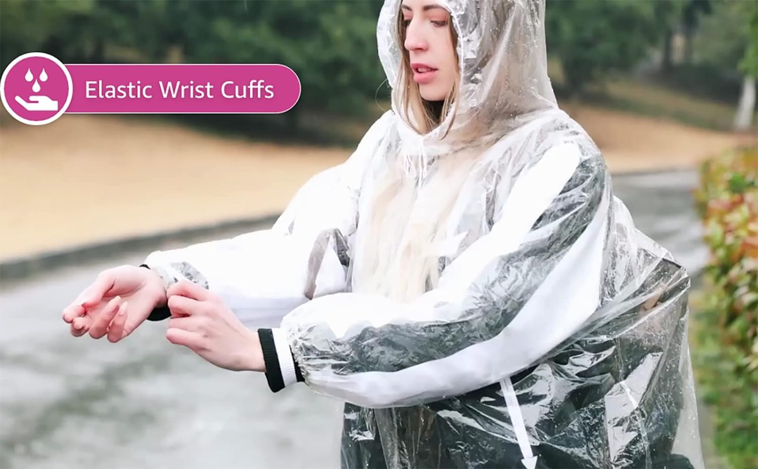ProtectX Premium Disposable Rain Ponchos with Elastic Cuffs & Drawstring Hood - Waterproof Emergency Rainwear for Outdoor Events, Hiking, Travel & Theme Parks