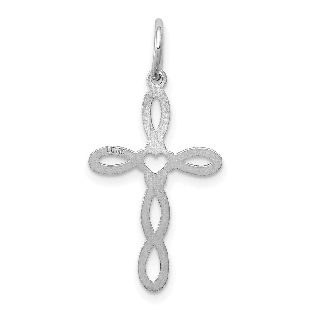 White Gold Laser Engraved Cross Charm Pendant - Handcrafted in USA - Perfect for Gifts, Religious Jewelry & Everyday Wear