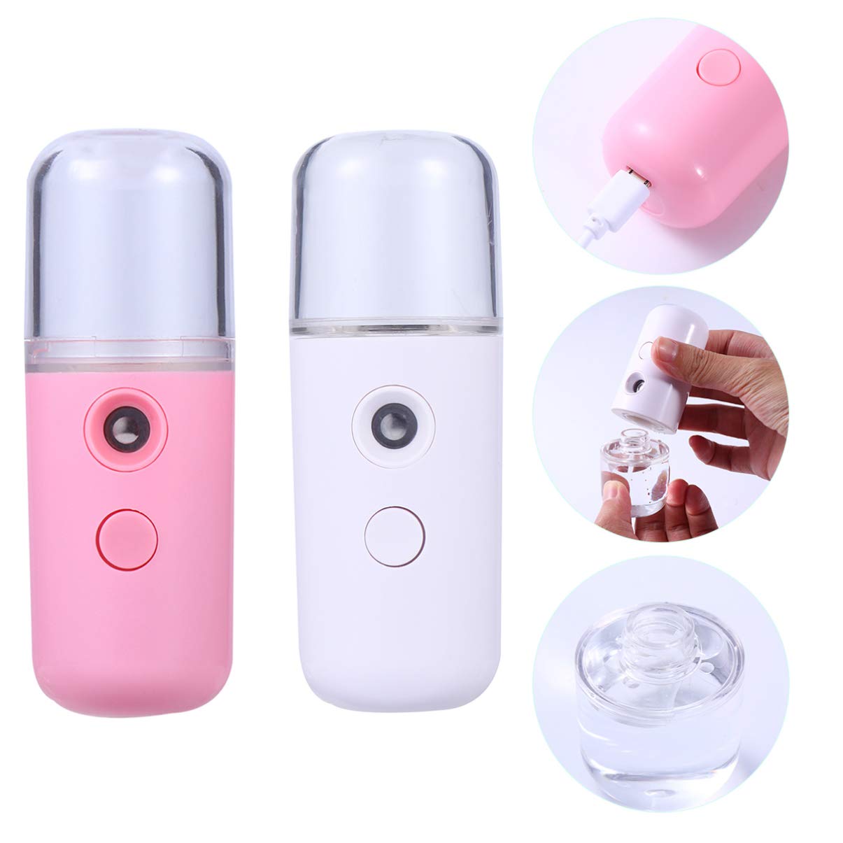 2-Pack Mini Humidifier & Facial Steamer - Portable Air Humidifier with Aromatherapy Diffuser, Mist Sprayer for Skin Care & Moisturizing - Perfect for Home, Office, Travel & Spa Relaxation