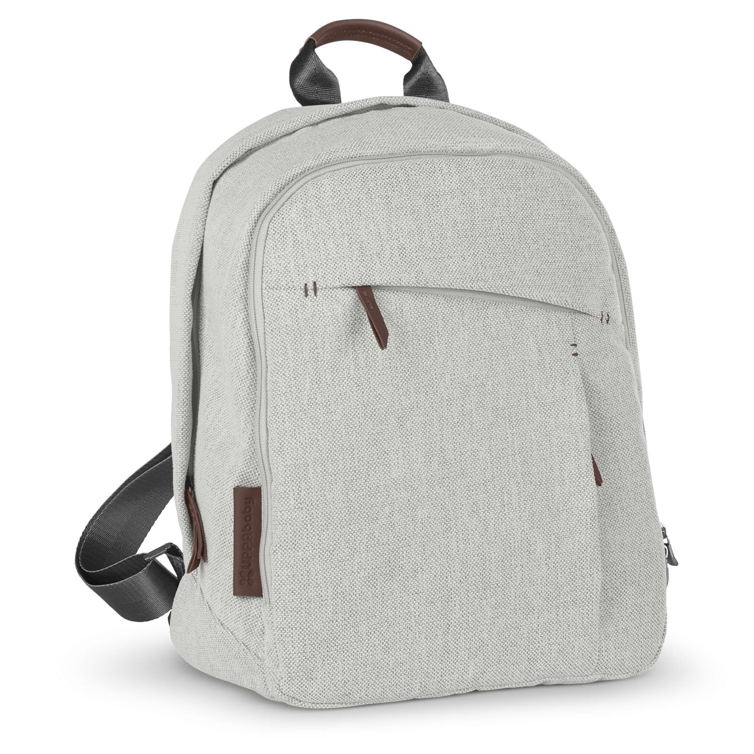 UPPAbaby Diaper Backpack with Multiple Storage Compartments, Stroller Strap Attachment, Bottle Insulator & Changing Pad - Anthony (White Grey Chenille/Chestnut Leather) | Perfect for Baby Essentials Organization & On-the-Go Parents