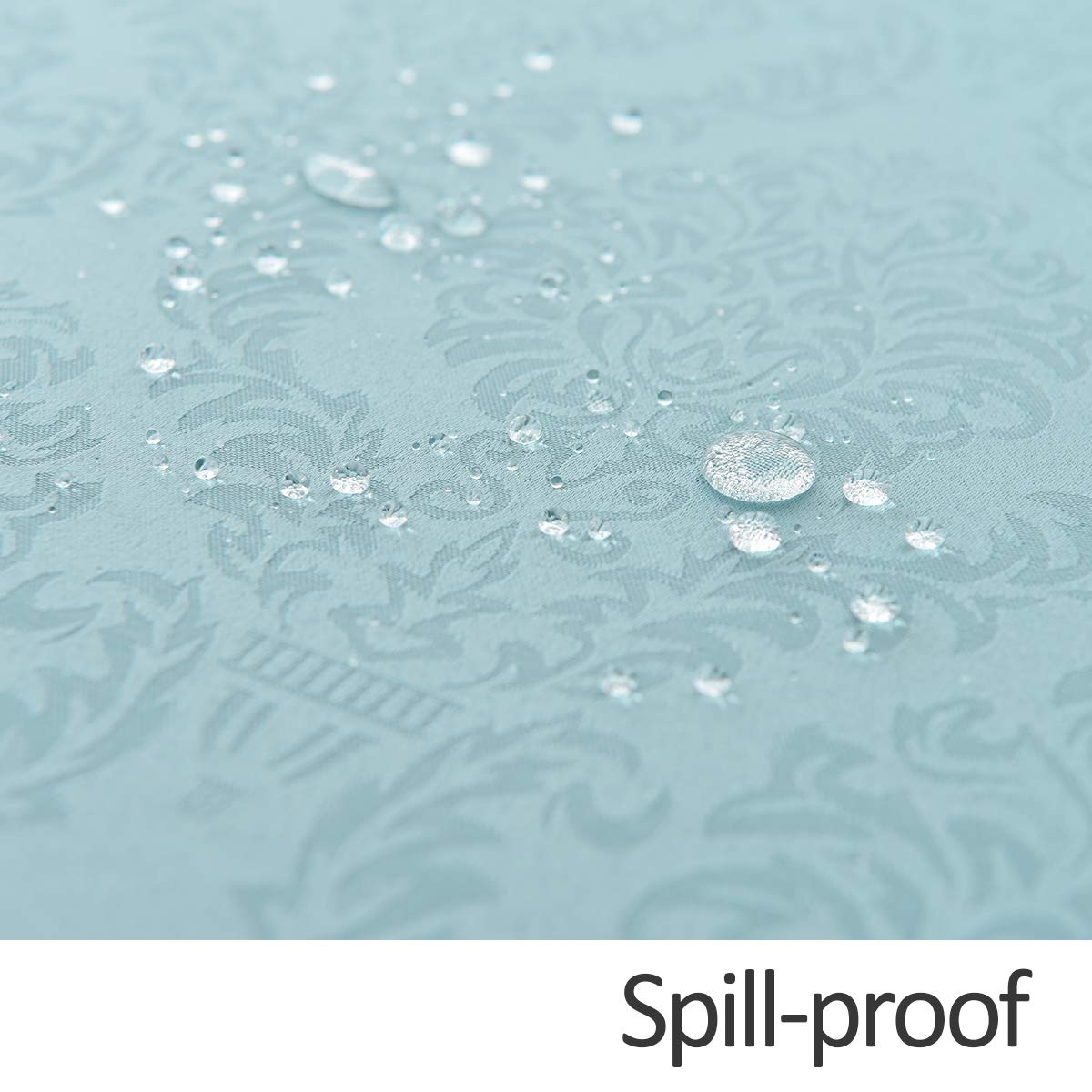 Premium Spillproof Wrinkle-Resistant Heavyweight Square Tablecloth - 52x52 Inch Damask Pattern Blue Haze - Soft Durable Fabric for Kitchen, Dining Table, Outdoor Picnic & Party Decor