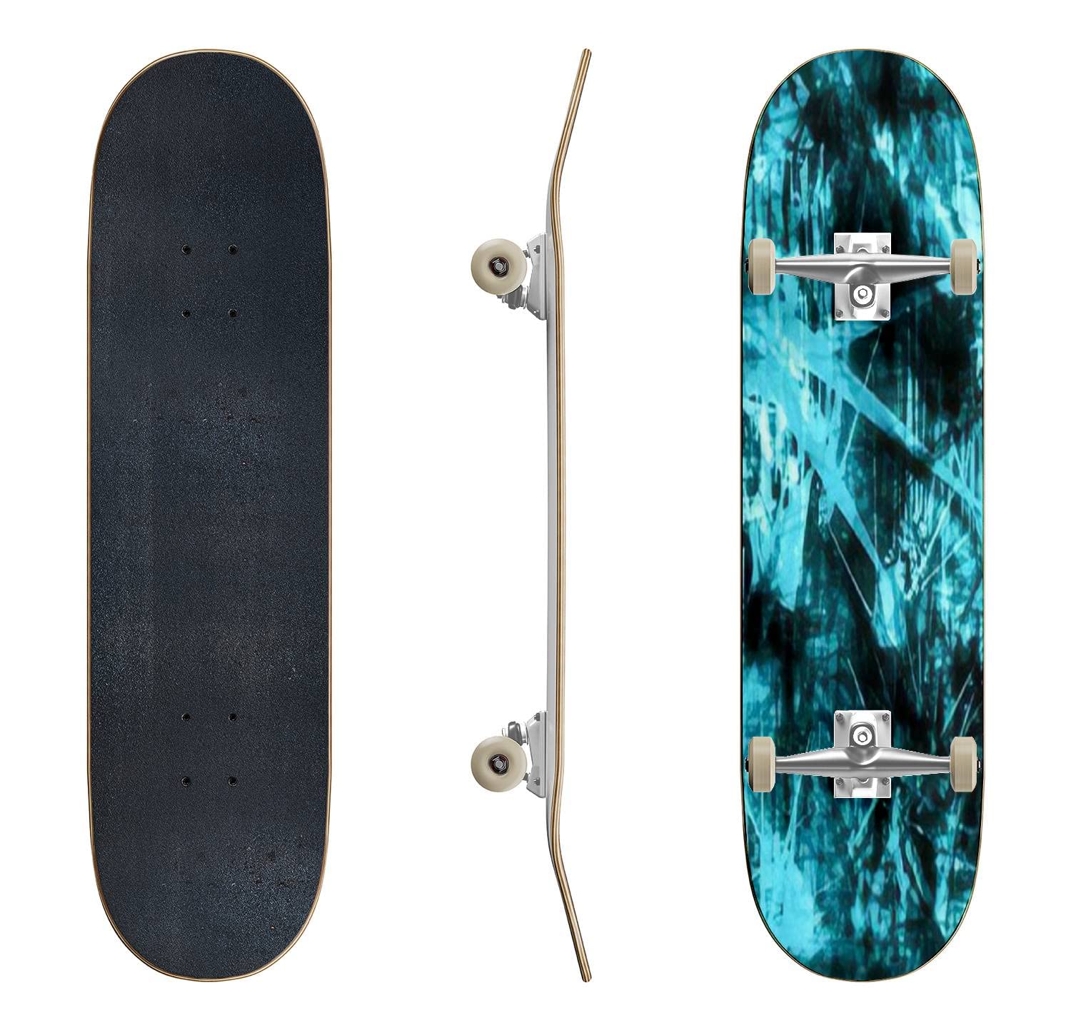 Abstract Brush Stroke Monochrome Hand-Drawn Skateboard - Classic Concave Longboard for Beginners & Pros | Extreme Sports Gear, Cool Teen Gifts for Skateboarding & Street Style