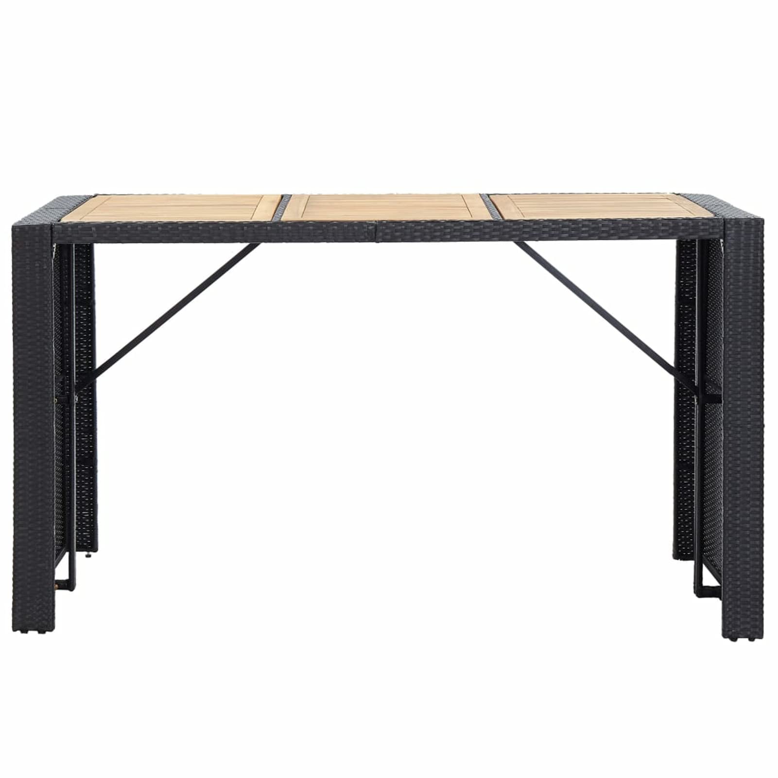 Tidyard 7-Piece Acacia Wood Outdoor Bar Set with Table & 6 Bar Stools - Black Poly Rattan with Footrest & Backrest - Perfect for Patio, Balcony, Garden, Backyard, Poolside & Outdoor Entertaining