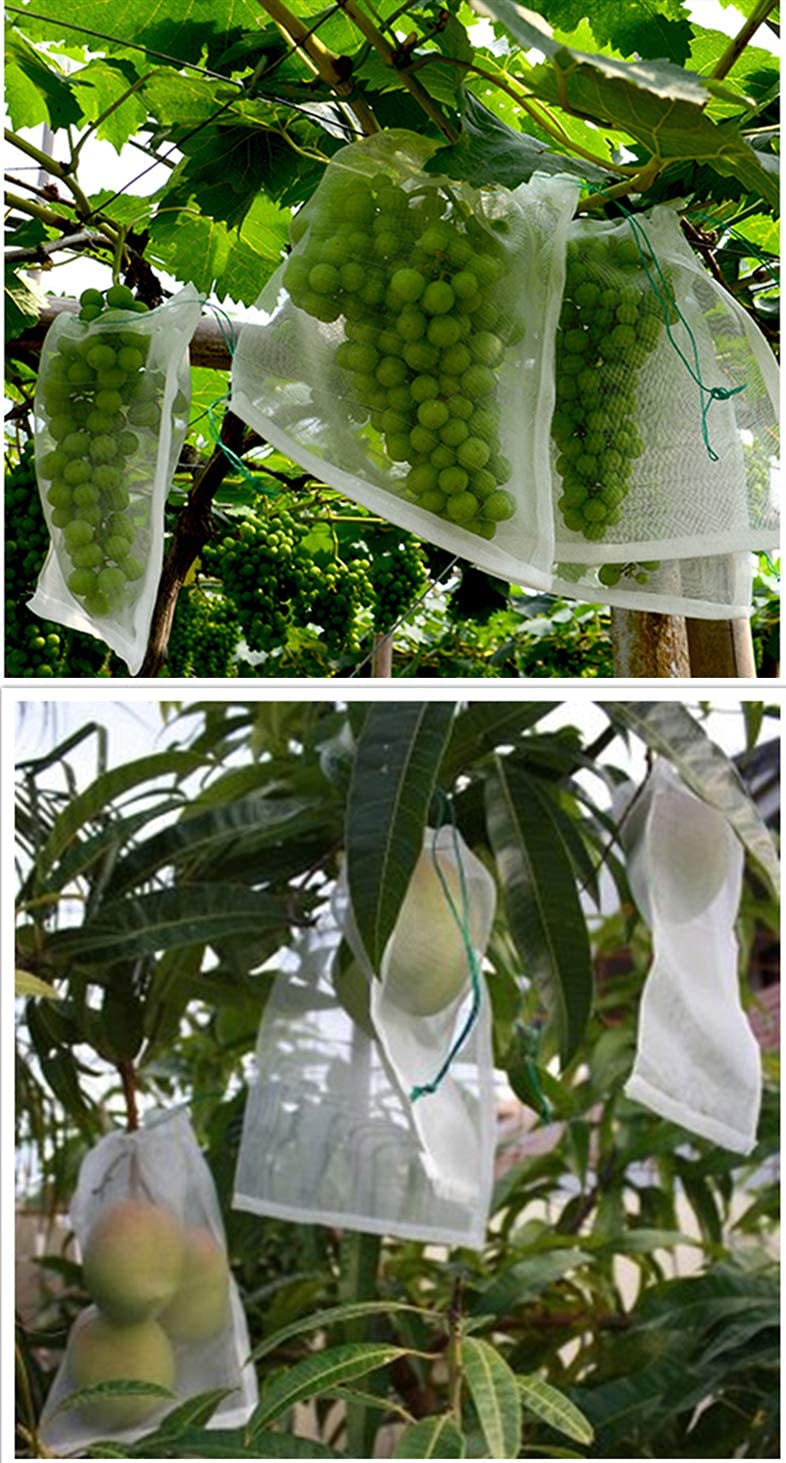 Belit 25 Pack Reusable Nylon Mesh Drawstring Bags for Fruit Protection - Breathable Net Bags for Grapes, Vegetables & Fruit Trees (11.8