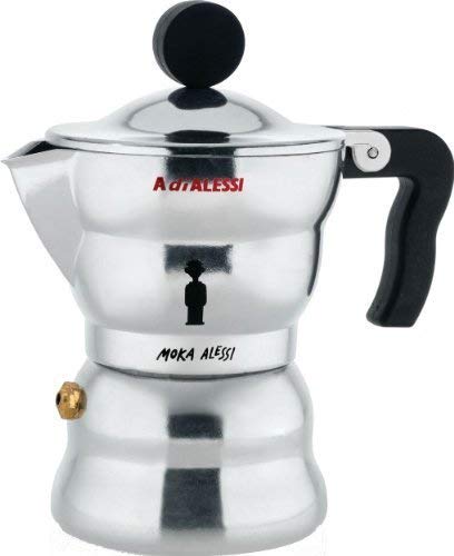 Alessi 1 Cup Moka Espresso Coffee Maker - Stovetop Italian Coffee Pot for Home & Office Brewing