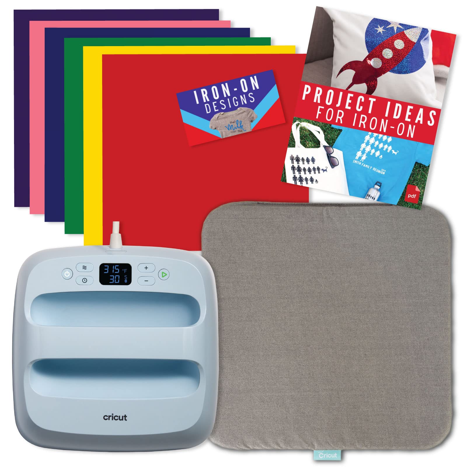 Cricut Easy Press 3 9x9 Heat Press Machine Bundle with Heat Transfer Vinyl, Sublimation & Infusible Ink Materials - Rainbow Pack for DIY T-Shirts, Mugs & Home Decor Projects