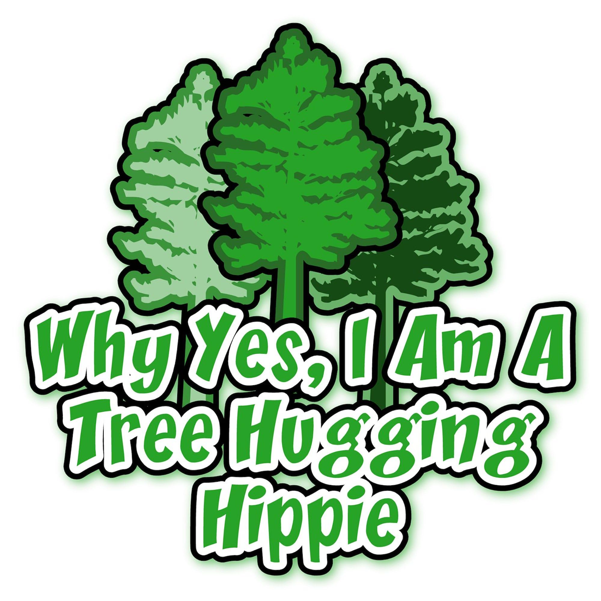 Tree Hugging Hippie Oval Sticker - Eco-Friendly Car Bumper Decal for Nature Lovers | Perfect for Cars, Laptops & Water Bottles | Show Your Environmental Spirit