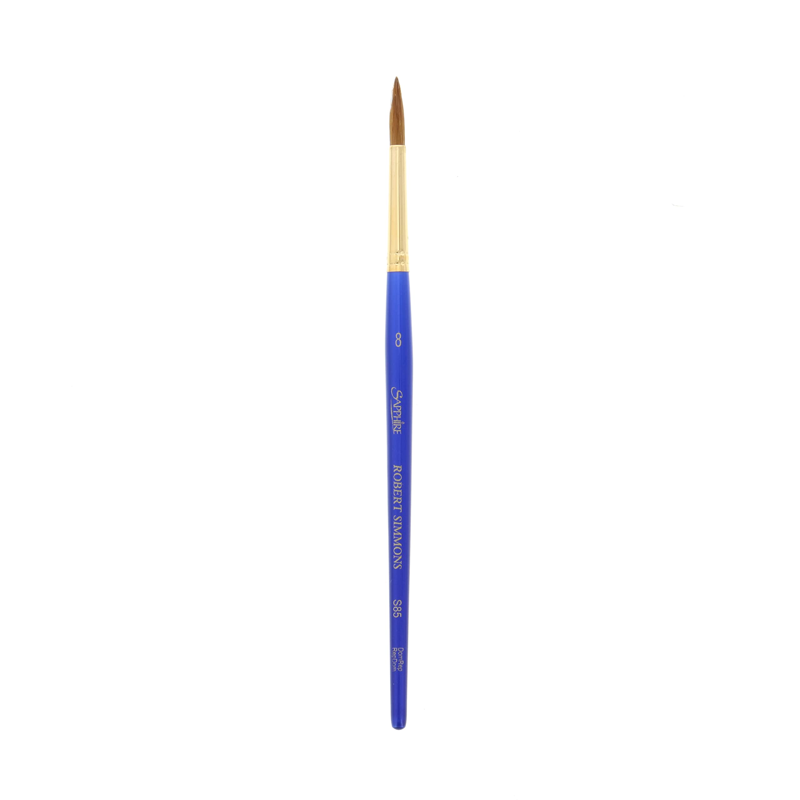 Robert Simmons Sapphire Brushes - Short Handle Watercolor Round Brush Size 8 - Professional Artist Paintbrush for Watercolor, Gouache & Ink Painting - Perfect for Fine Details, Miniatures & Calligraphy