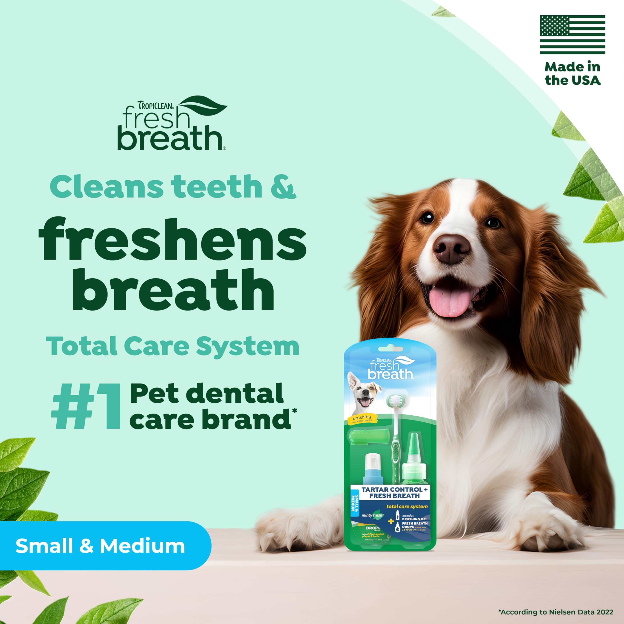 TropiClean Fresh Breath Dog Oral Care Kit - Complete Plaque & Tartar Control System for Small & Medium Dogs | Dog Teeth Cleaning Kit with Toothbrush & Toothpaste | Perfect for Daily Dental Hygiene & Fresh Breath at Home