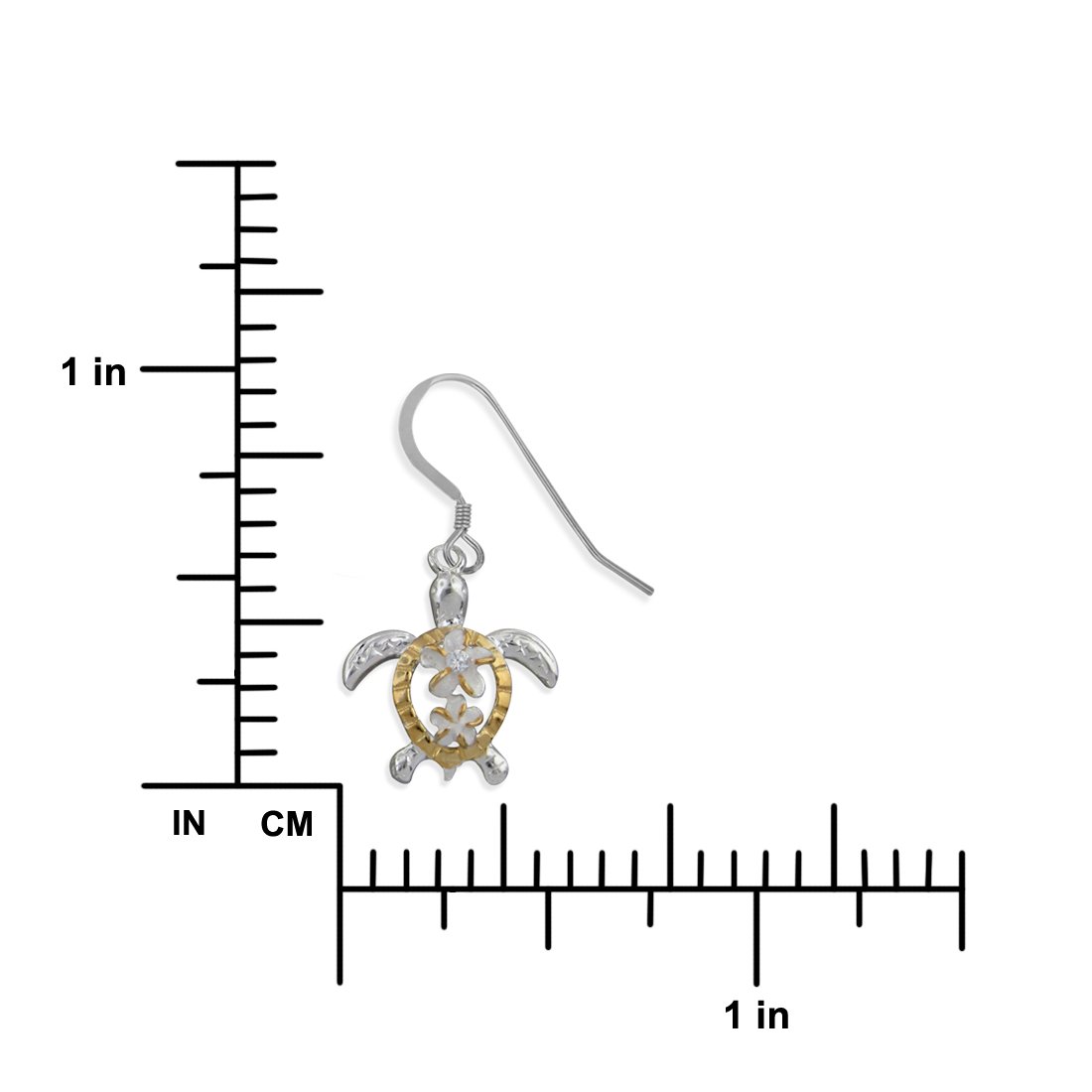 Sterling Silver Petroglyph Turtle Plumeria Dangle Earrings for Women - Hawaiian Style Handmade Jewelry - Perfect for Beach Vacations, Summer Parties & Boho Fashion