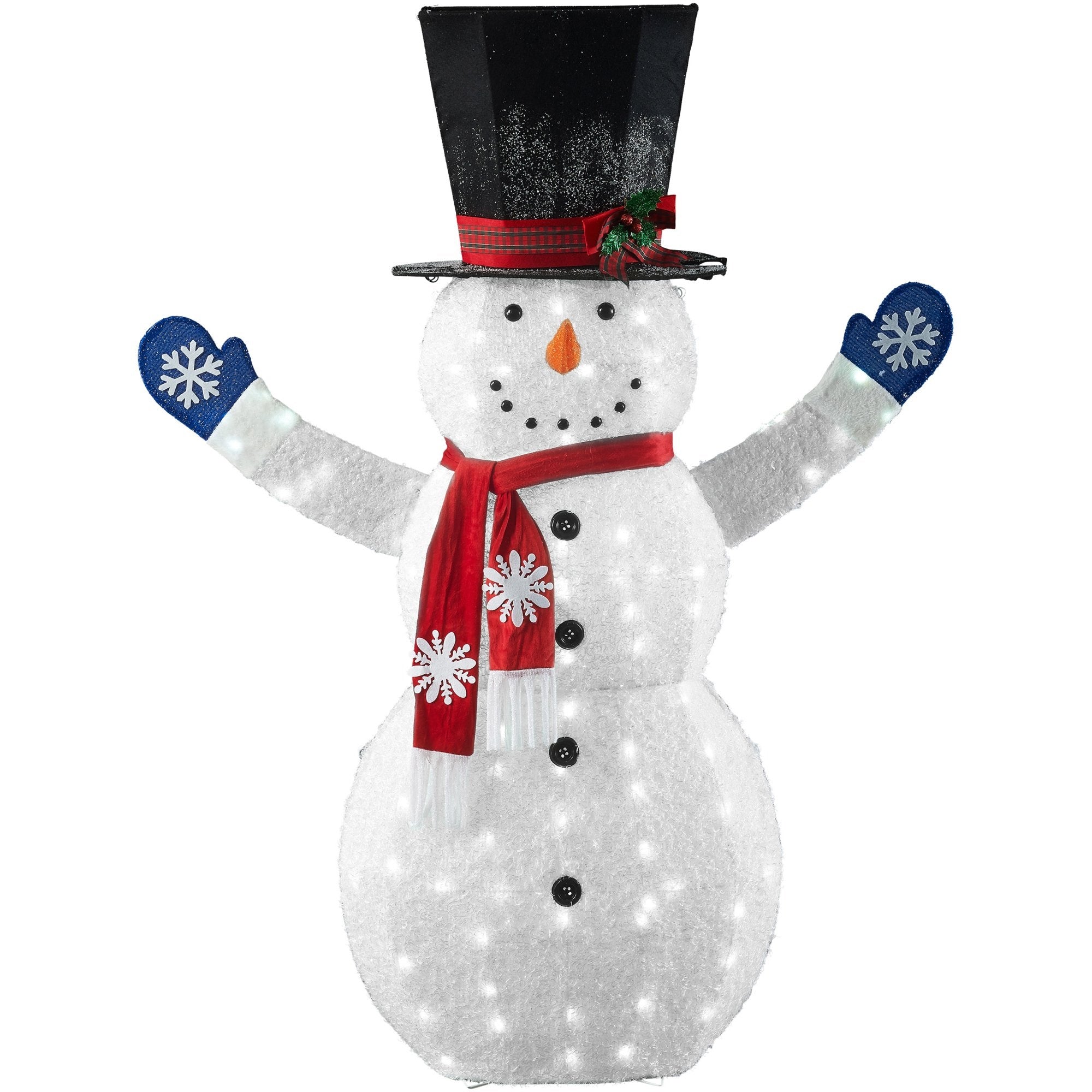 74 White LED Lighted Fluffy Glitter Snowman Outdoor Christmas Decoration - Waterproof Holiday Yard Decor for Garden, Porch, and Lawn (Perfect for Winter Parties & Festive Home Decor)
