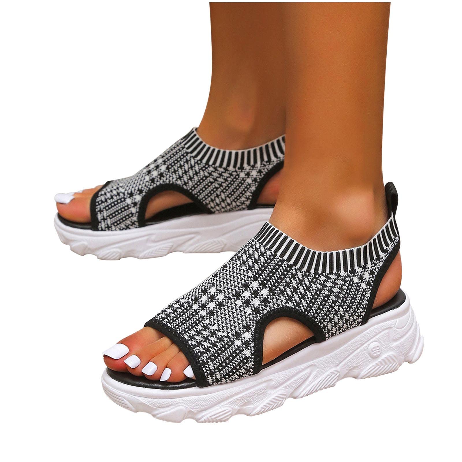 **2024 Women's Orthopedic Mesh Wedge Sandals - Washable Knit Sport Slides with Thick Soft Sole for Beach, Walking & Casual Wear**    *Use Cases: Perfect for beach outings, summer walks, travel, and everyday casual wear.*