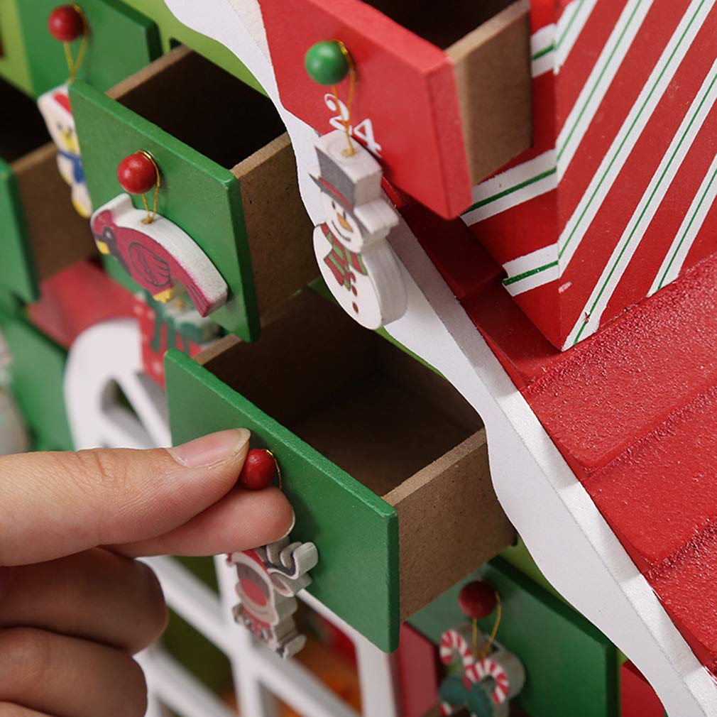 24-Day Wooden Christmas Advent Calendar with Drawers - Holiday Countdown Decor for Kids, Perfect for Xmas Candy Storage & Festive Home Decor (Ideal for Family Traditions & Gift-Giving)