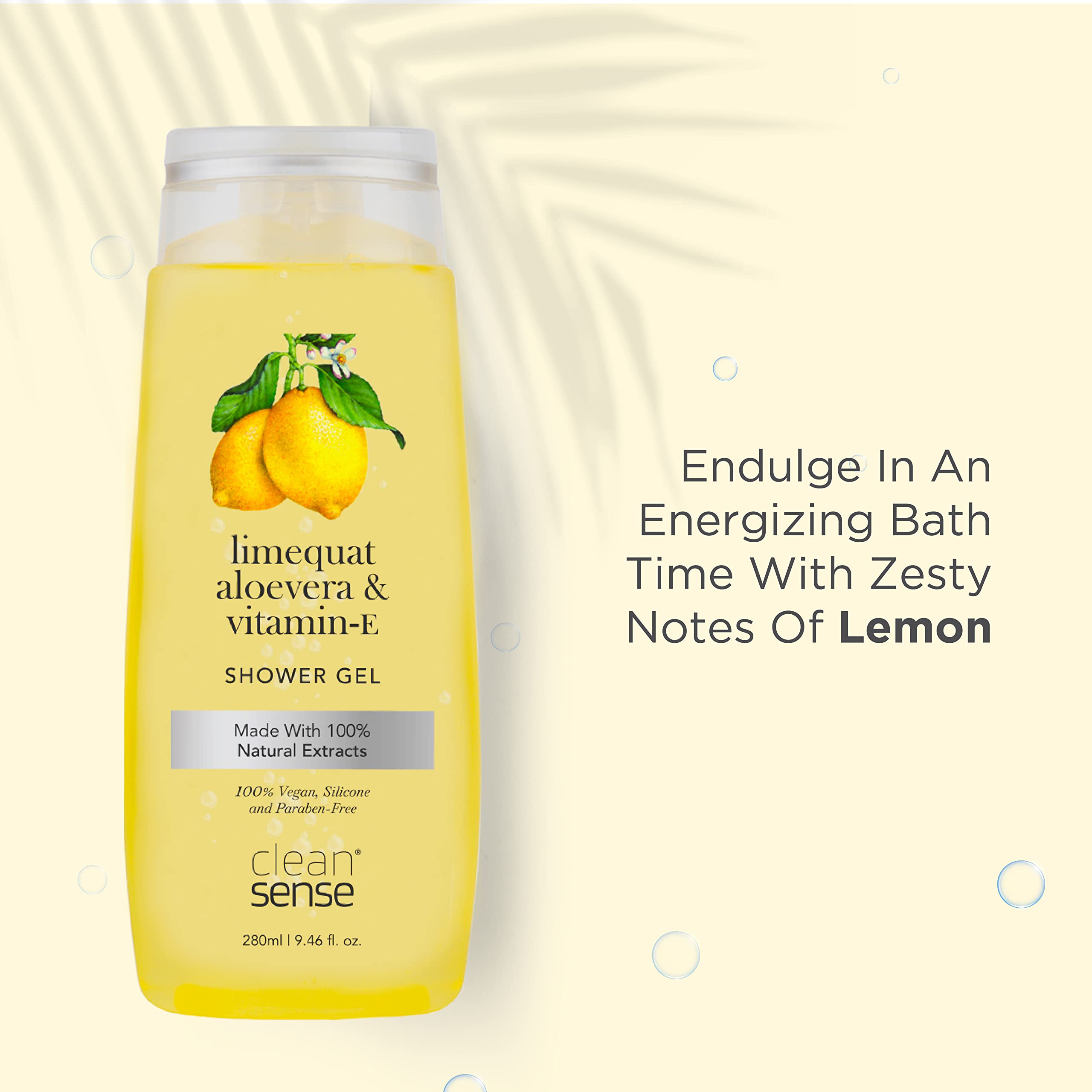 Cleansense Limequat Summer Body Wash & Shower Gel Set - 100% Vegan, Paraben-Free with Aloe Vera & Vitamin E (2 x 280ml) - Refreshing Citrus Body Cleanser for Summer Skincare & Daily Shower Routine