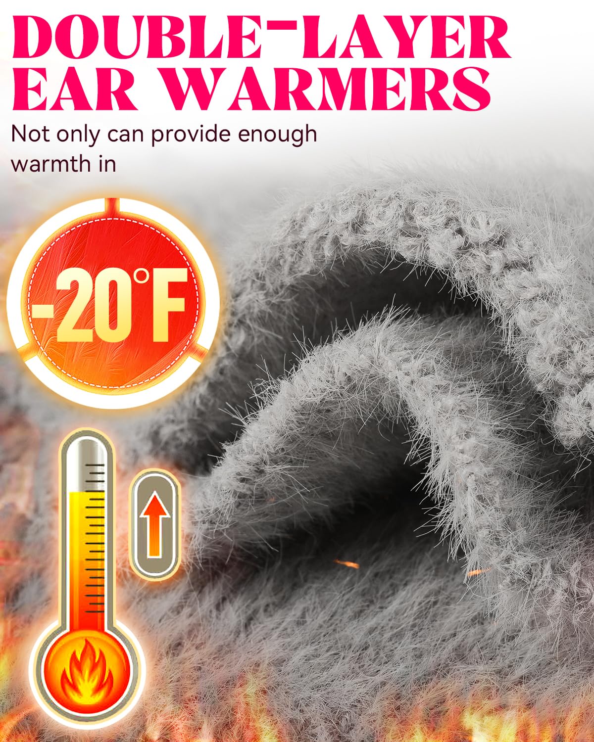Women's Double Layer Thick Knitted Fuzzy Winter Headband - Fleece Ear Warmers & Head Wrap for Skiing, Running & Outdoor Activities | Cozy Winter Accessory Gift