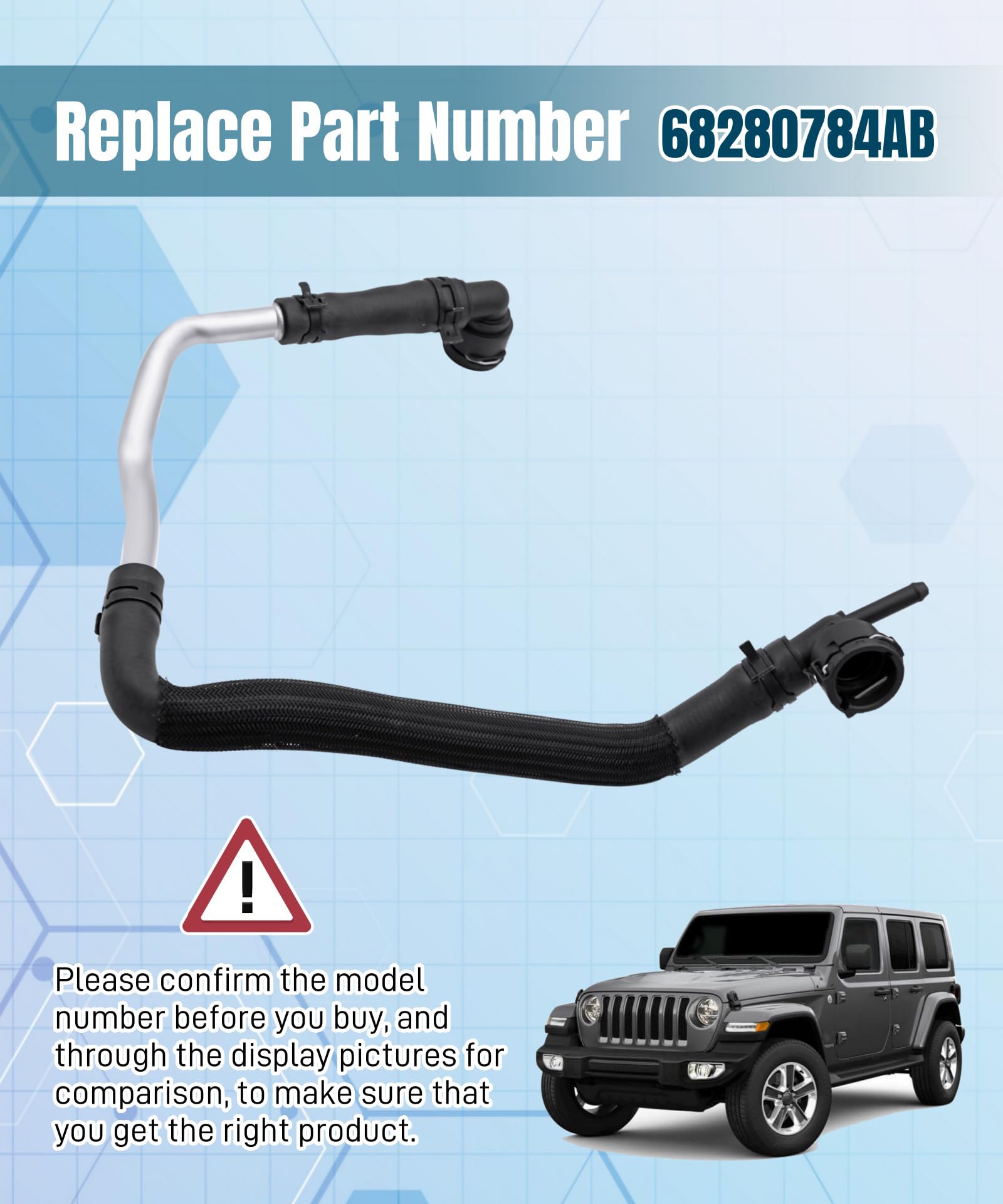 HVAC Heater Hose Kit 68280784AB Replacement for 2018-2021 Jeep Wrangler 2.0L Engine - Heater Supply Pipe Repair Part - Perfect for Off-Road Adventures & Winter Driving