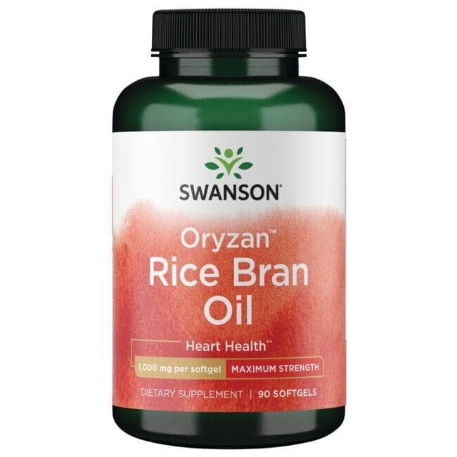 Swanson Maximum Strength Rice Bran Oil Oryzanol 1000mg - 90 Softgels | Supports Heart Health & Cholesterol Balance | Perfect for Daily Wellness & Active Lifestyle