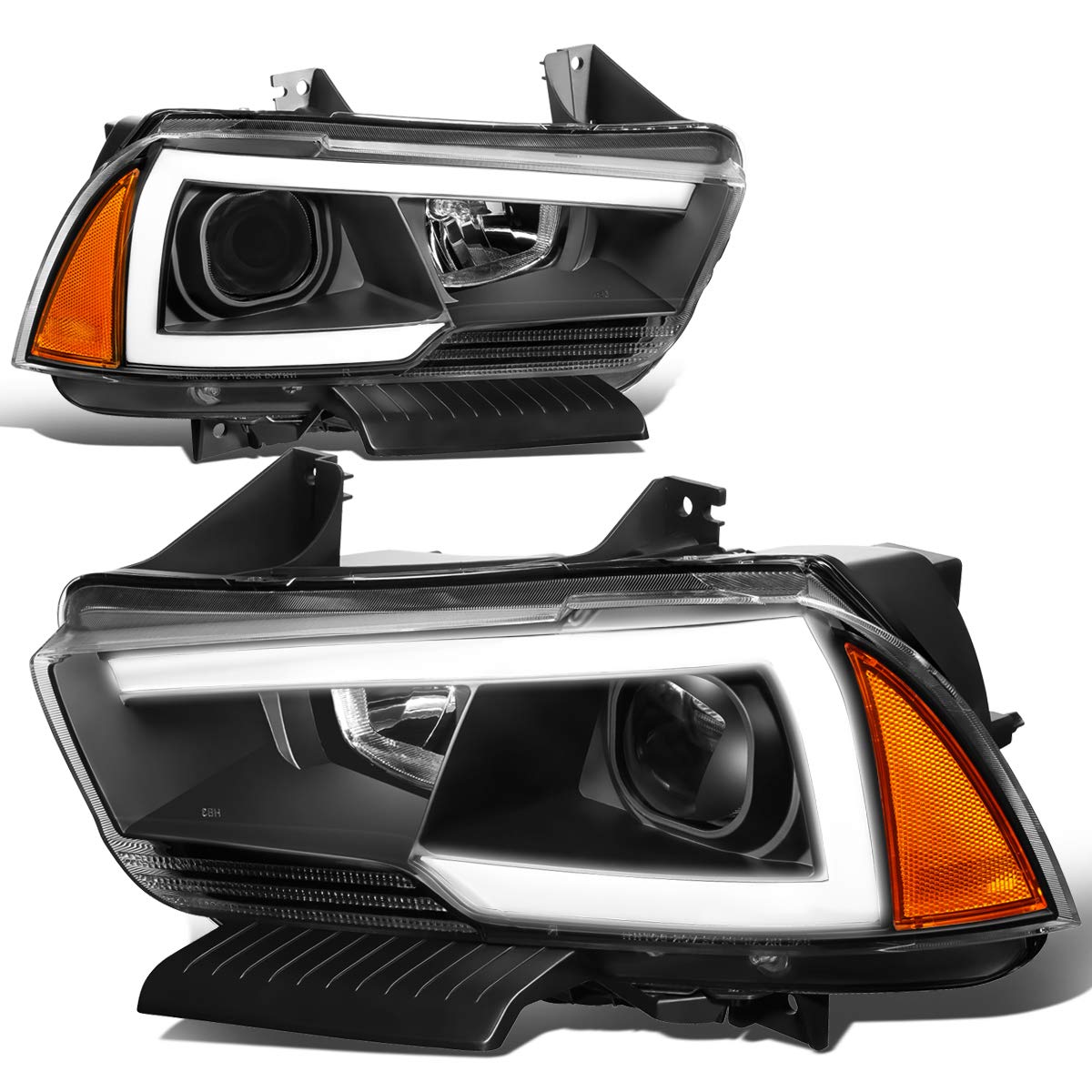 Auto Dynasty 3D LED DRL Projector Headlights Assembly - Compatible with Dodge Charger 2011-2014 Models - Driver & Passenger Side - Black Housing - Upgrade for Night Driving & Enhanced Visibility