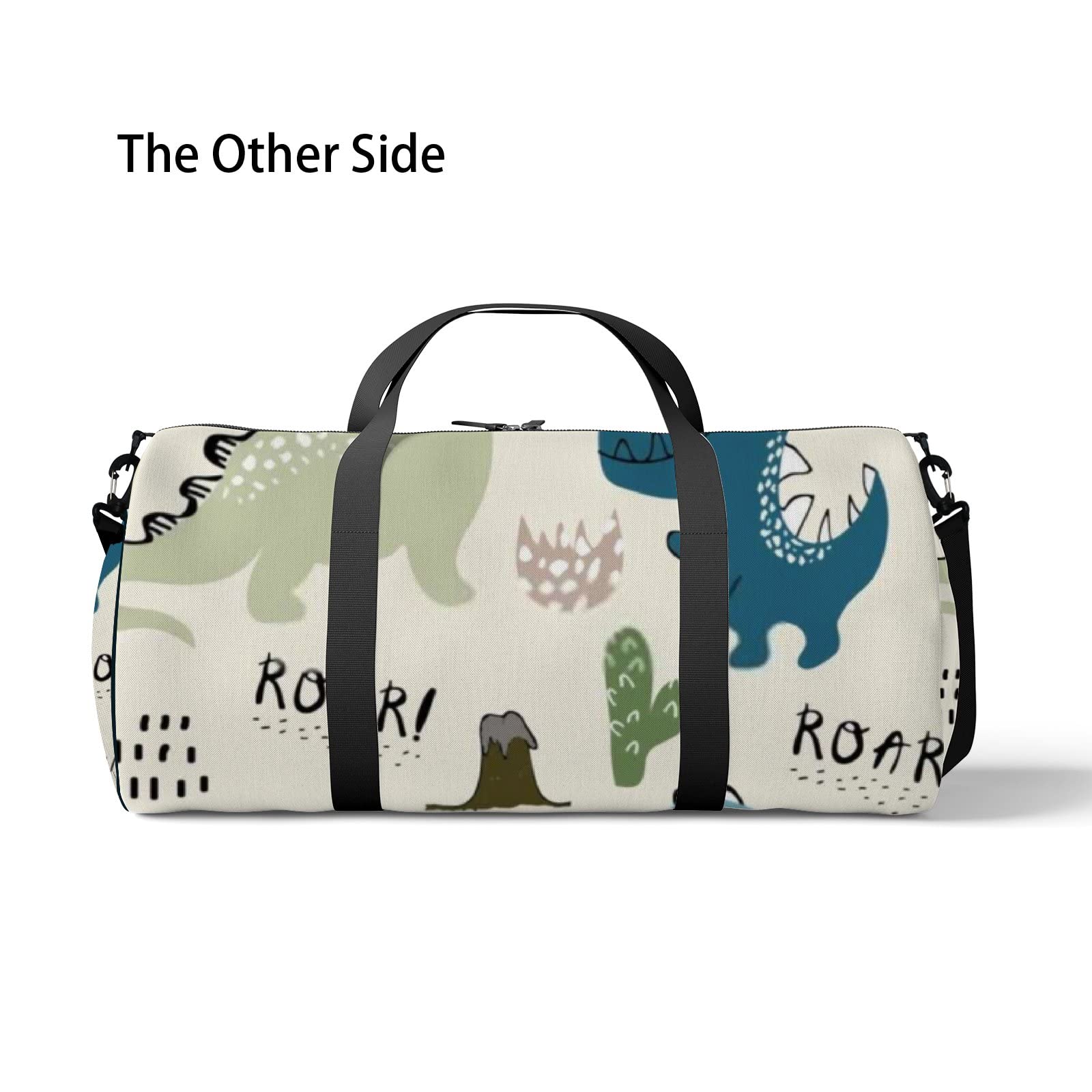 Dinosaur Print Waterproof Gym Bag with Shoulder Strap & Side Pockets - Lightweight Sports Tote for Men & Women - Perfect for Workouts, Travel, School & Beach Day