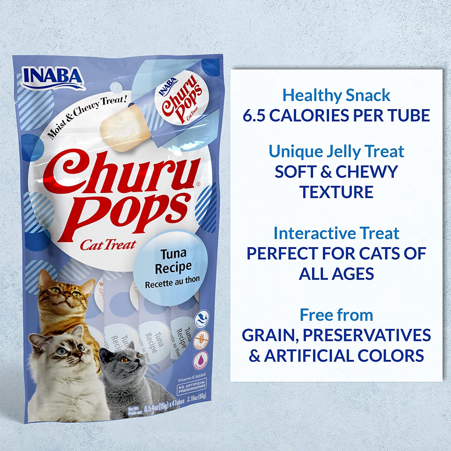 INABA Churu Pops Moist & Chewy Cat Treats - Tuna Flavor (12 Tubes) | Irresistible Soft Cat Snacks for Training, Rewards & Bonding with Your Feline Friend