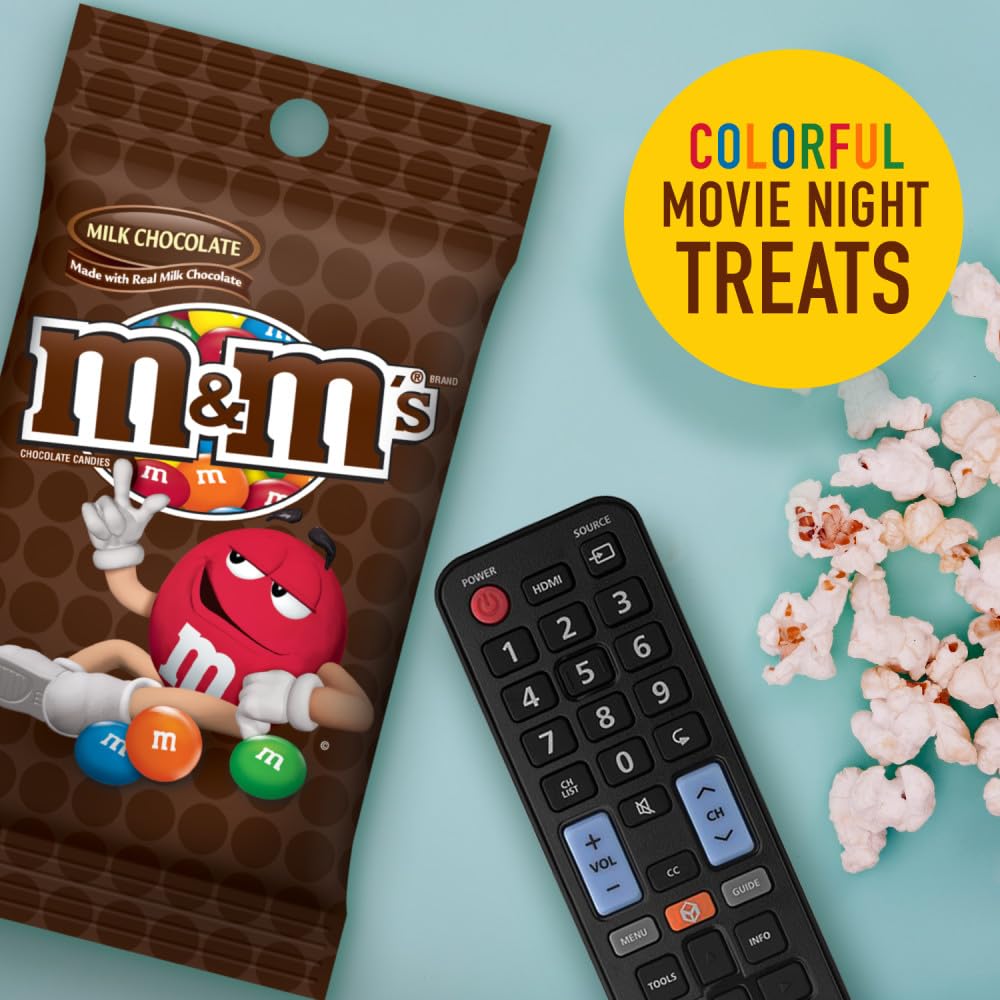 M&M'S Milk Chocolate Candy Peg Bag - 5.3 Oz (Pack of 12) | Bulk Chocolate Candies for Parties, Halloween, Easter & Office Snacks | Resealable Packaging for Freshness