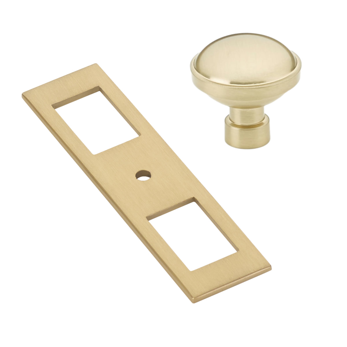 Champagne Bronze Industrial Modern Cabinet Pulls and Knobs with Backplate - Sleek Hardware for Kitchen, Bathroom & Furniture Upgrades