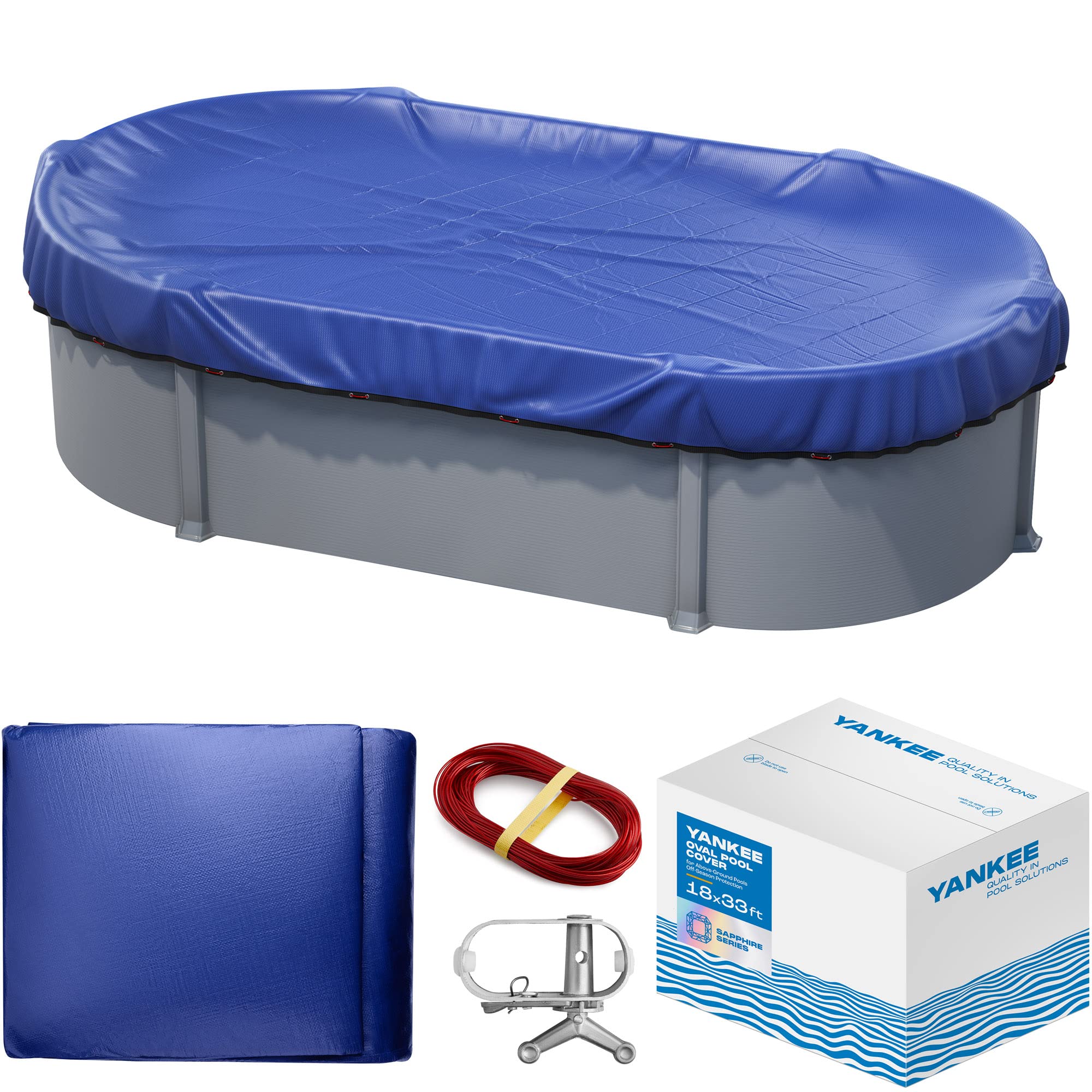 18 x 33-ft Oval Above Ground Pool Cover - Extra Thick & Durable Sapphire Series - Premium Cold & UV Resistant Protection for Winter & Summer Use | Perfect for Backyard, Inground & Above Ground Pools