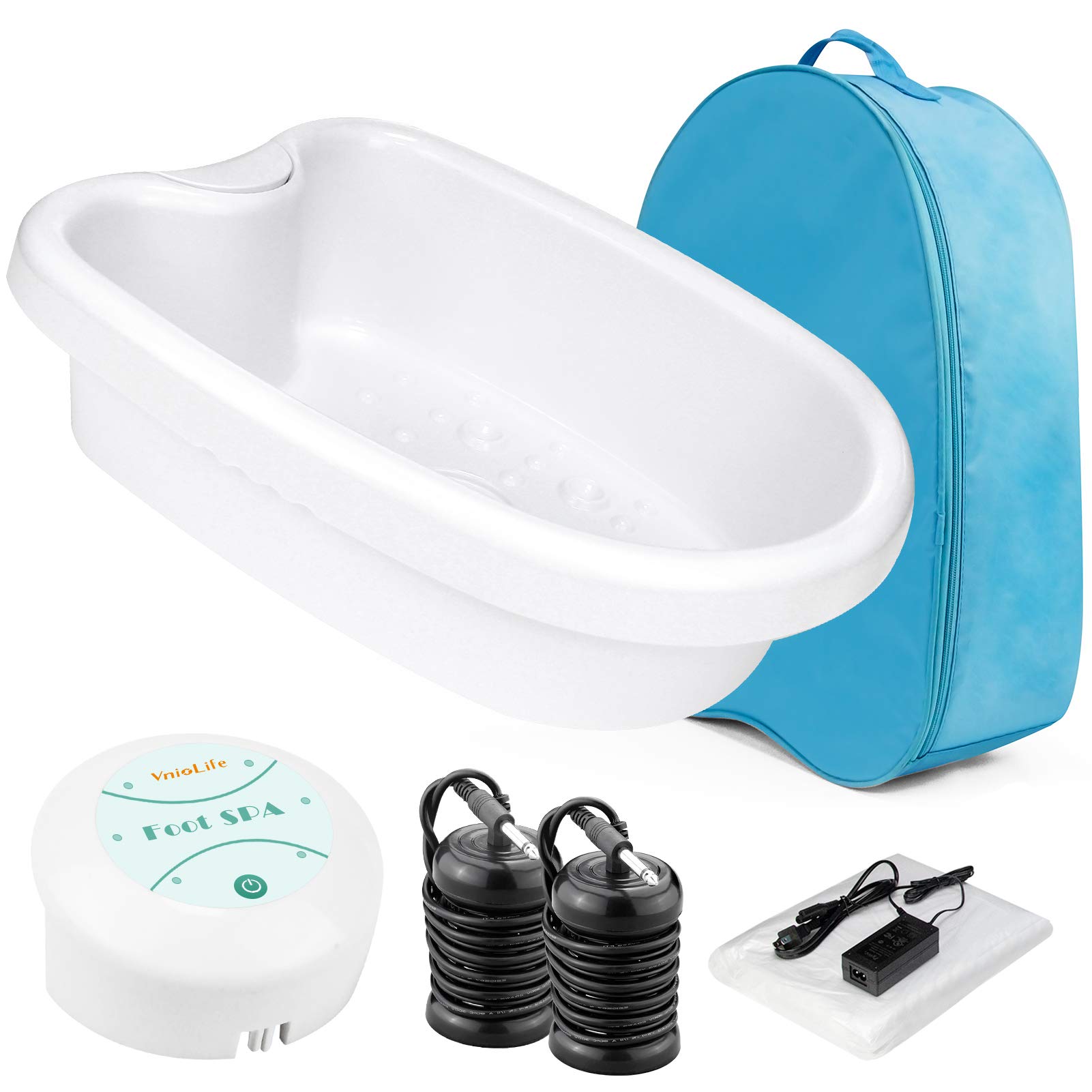 WL VnioLife Ionic Foot Bath Detox Machine with Bag - Portable Detox Foot Spa System for Home & Salon Use | Ion Cleanse Therapy with 100 Liners & Replacement Arrays | Perfect for Relaxation, Detox & Foot Care