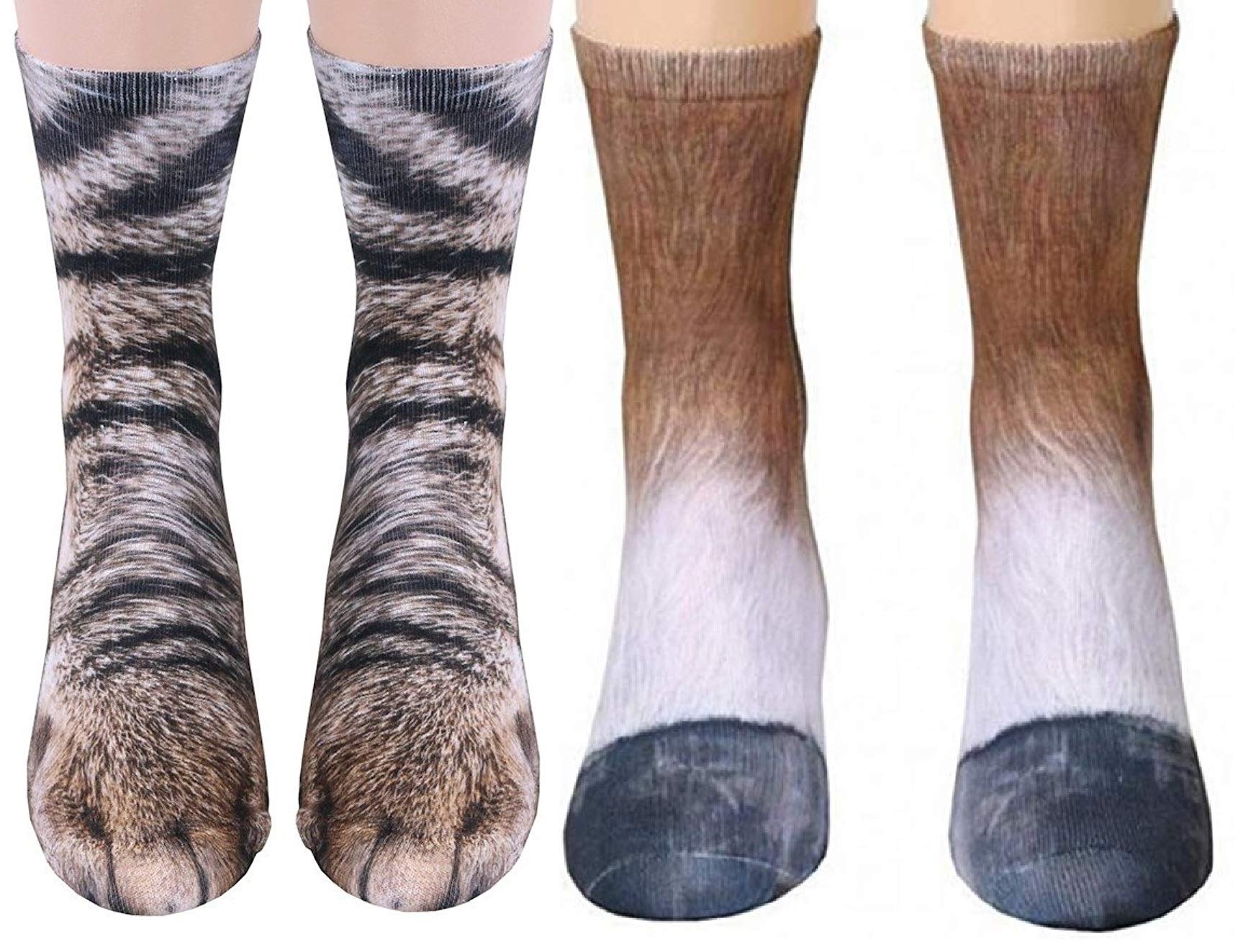 Funny 3D Animal Paw Socks - Cute Cat Tiger Dog Crew Socks for Men & Women | Novelty Gifts for Pet Lovers | Perfect for Cosplay, Halloween Costumes & Funny Gifts
