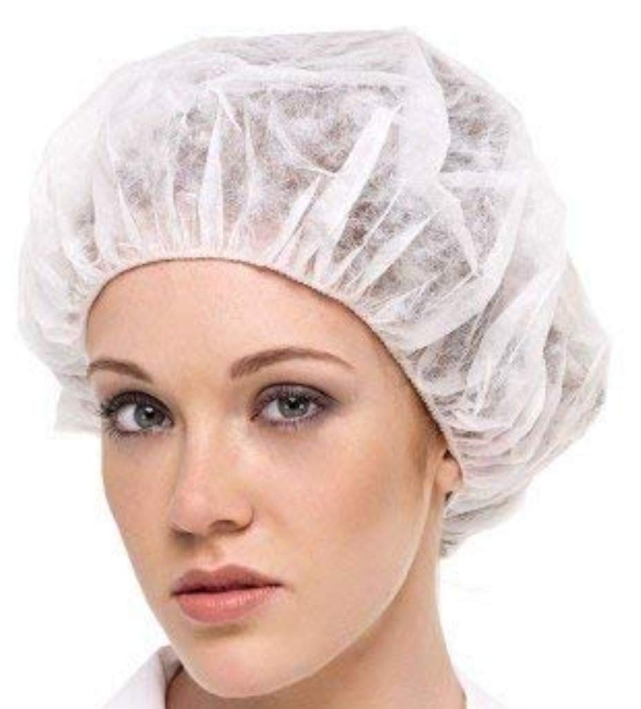 SMI Disposable Bouffant Cap - 24 Inch White Hair Cover for Food Service, Medical & Cleanroom Use (Pack of 100) | FDA Approved PPE for Hygiene & Safety