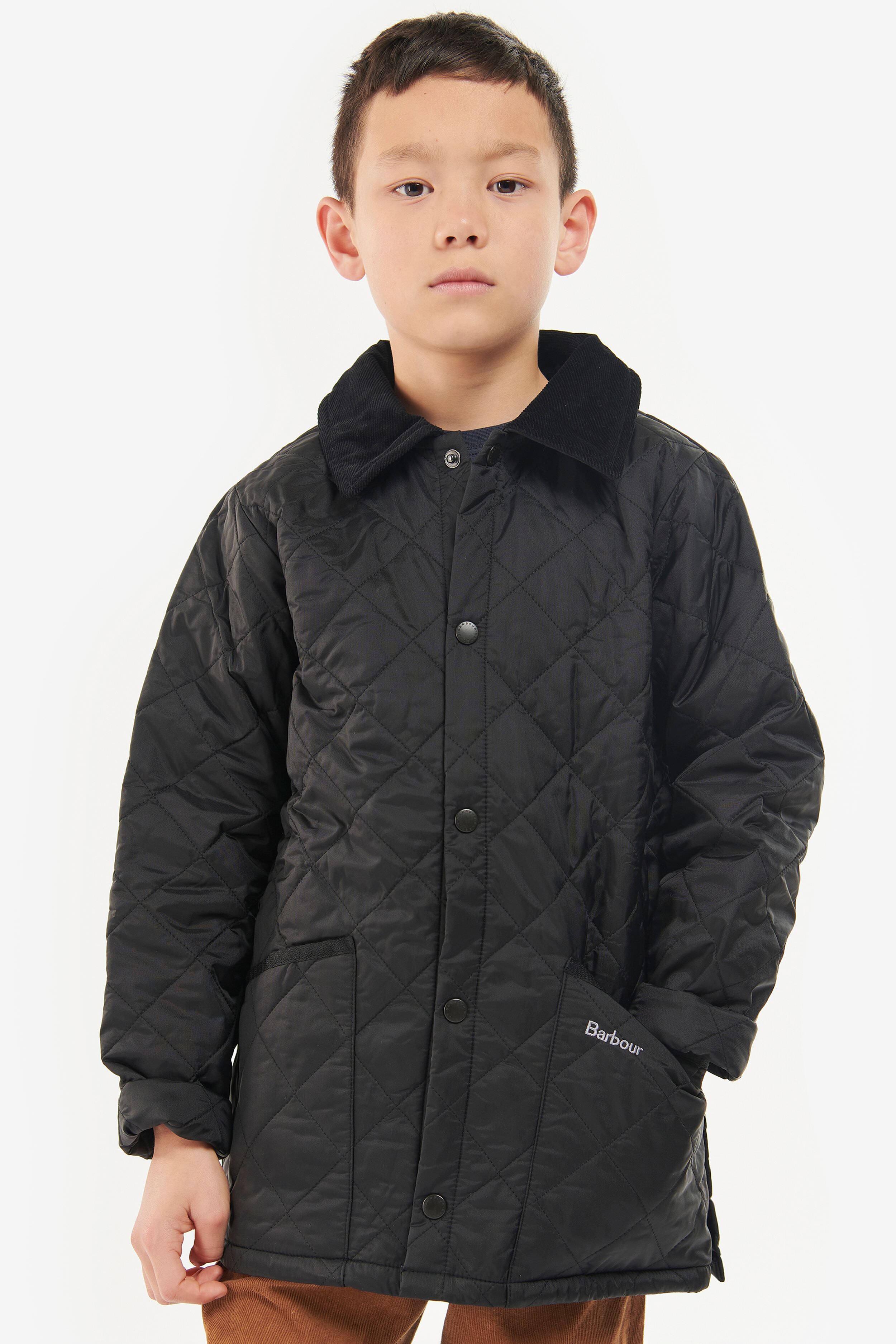 Boys Black Liddesdale Quilted Jacket - Warm Winter Coat for Kids - Water-Resistant Outdoor Puffer Vest for School, Playdates & Cold Weather Activities