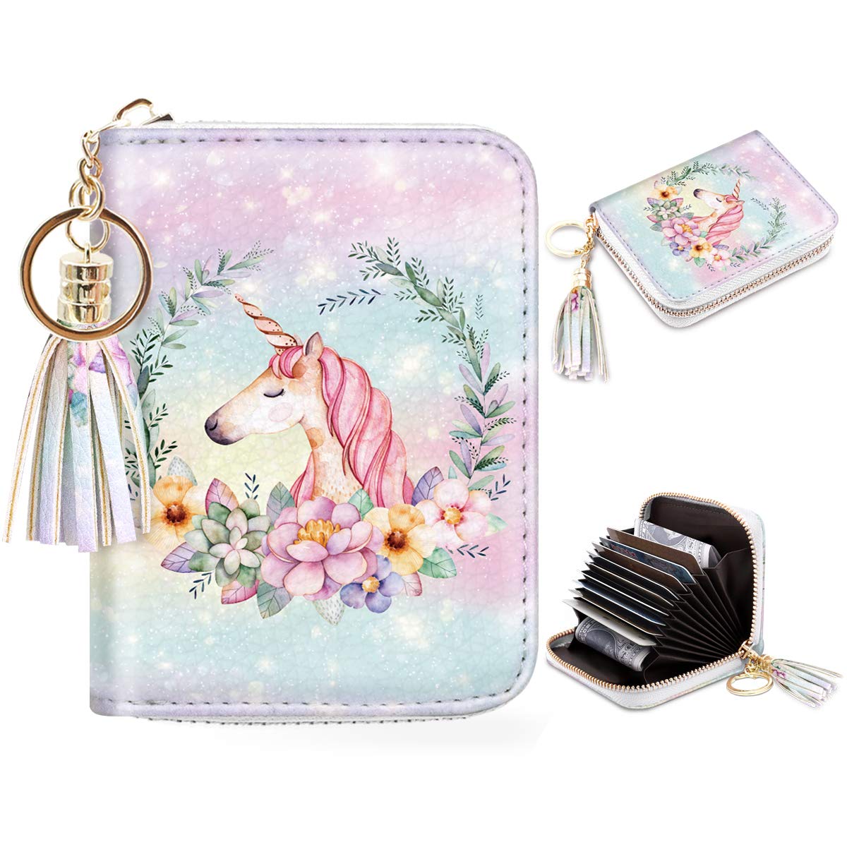 Stylish RFID Blocking Glitter Credit Card Holder for Women - Compact & Secure Small Wallet for Credit Cards, ID & Cash - Perfect for Everyday Use, Travel & Gifting