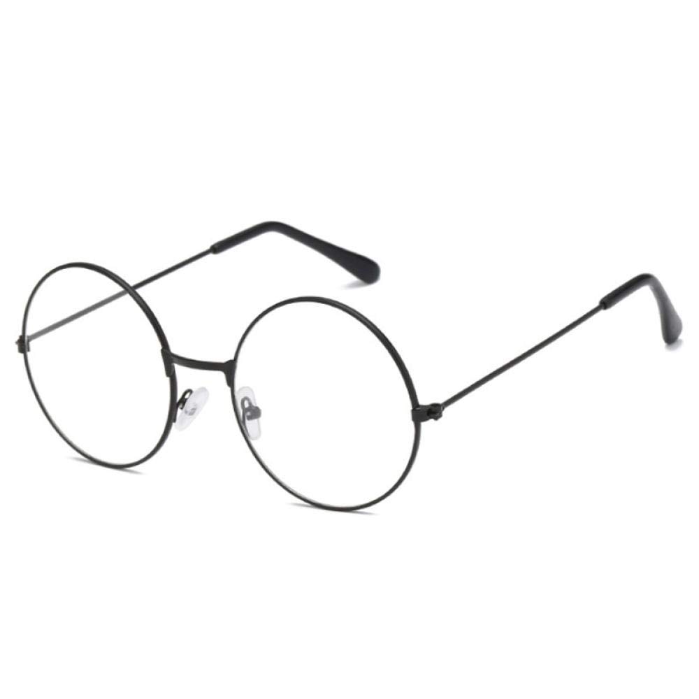 Vintage Retro Metal Frame Clear Lens Glasses - Oversized Round Black Eyewear for Men & Women | Fashion Statement, Costume Accessory, Hipster Style