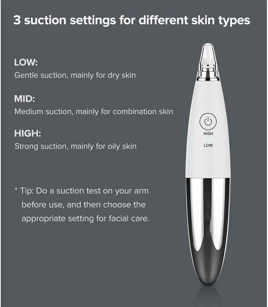 Electric Blackhead & Whitehead Remover Vacuum - Rechargeable Pore Cleaner for Acne Prone Skin - Facial Suction Kit for Women & Men - Perfect for Daily Skincare & Spa Treatments
