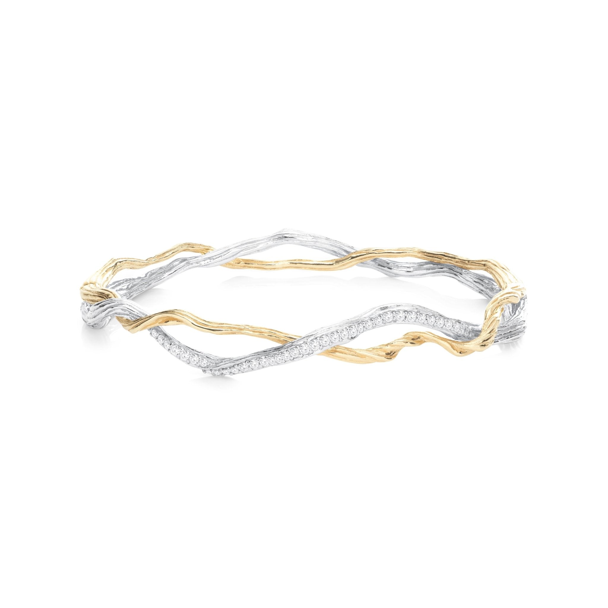 Sterling Silver & 18K Gold Wisteria Bracelet with Genuine Diamonds - Elegant Floral Jewelry for Women, Perfect for Weddings, Anniversaries & Special Occasions