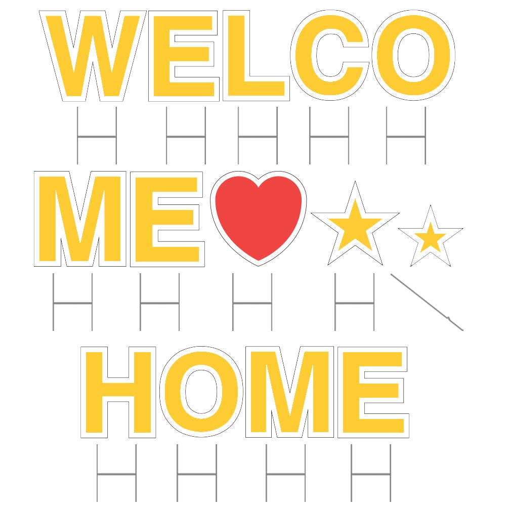 Vispronet 18in Tall Welcome Home Yard Sign with Stakes - Durable Coroplast Weather-Resistant Outdoor Sign - Heavy Duty Steel Stakes (Yellow) - Perfect for Front Yard Decor, Housewarming Gifts & Holiday Celebrations