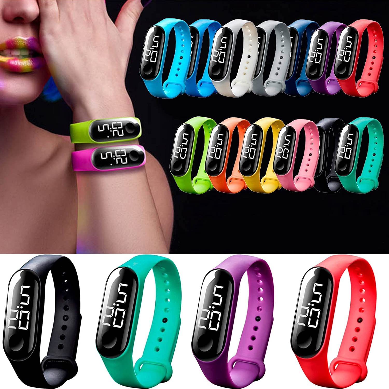 Crazypig LED Sports Watch with Luminous Sensor - Waterproof Digital Watch for Men & Women - Outdoor Fitness & Running Watch with Plastic Strap - Perfect for Birthday, Party & Gift Giving - Ideal for Gym, Hiking & Nighttime Activities