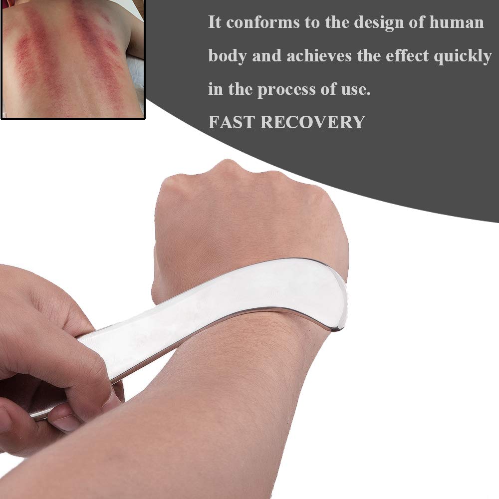FeelFree Sport FSA/HSA Approved Stainless Steel Gua Sha Scraping Massage Tool - Muscle Pain Relief & Physical Therapy for Back, Neck, Shoulders, Legs & Arms - Perfect for Home Wellness & Recovery Routines