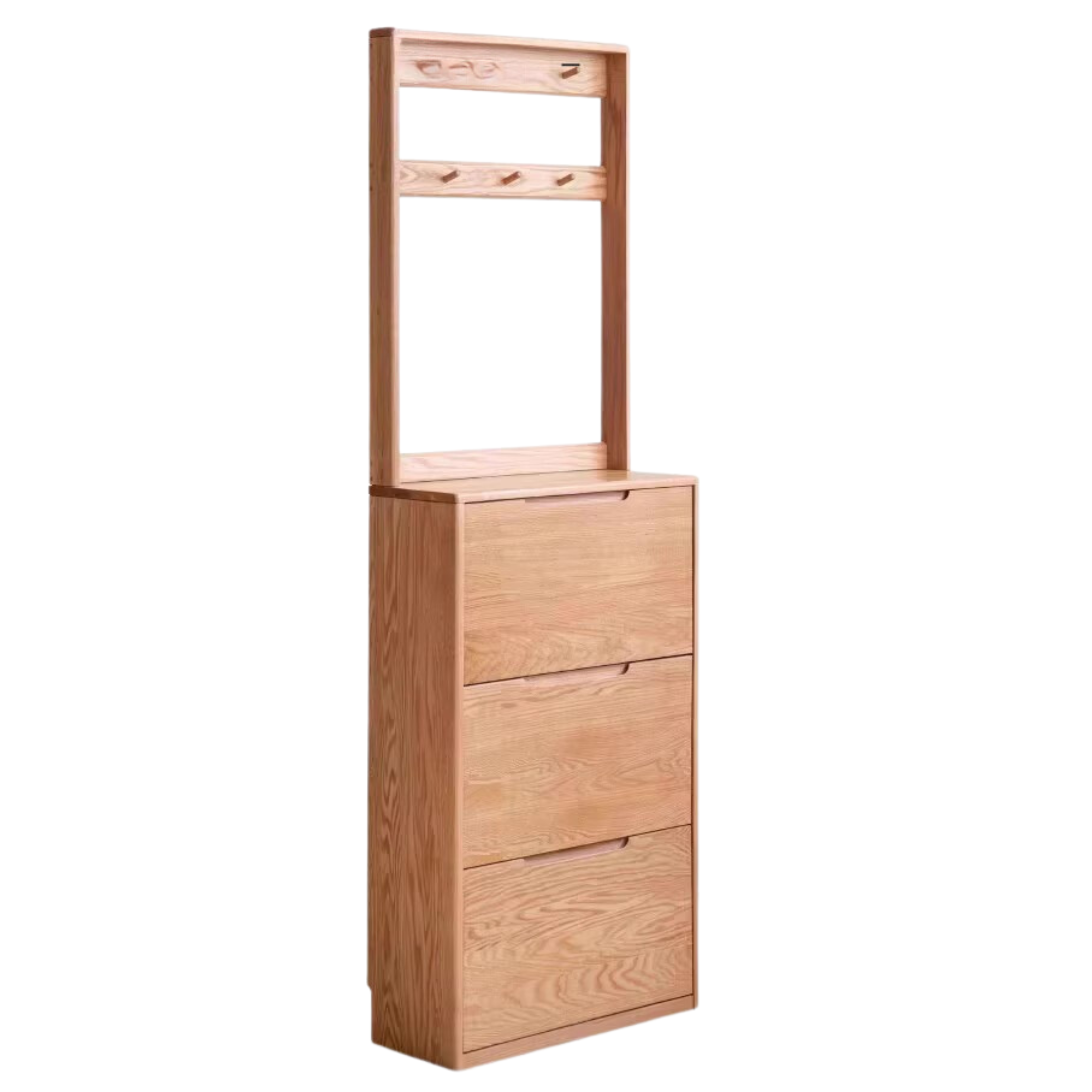 25.6x7.9x83 inch/ 65x20x211cm/ Natural Wood Color/ Oak wood ultra-thin shoe cabinet + upper shelf