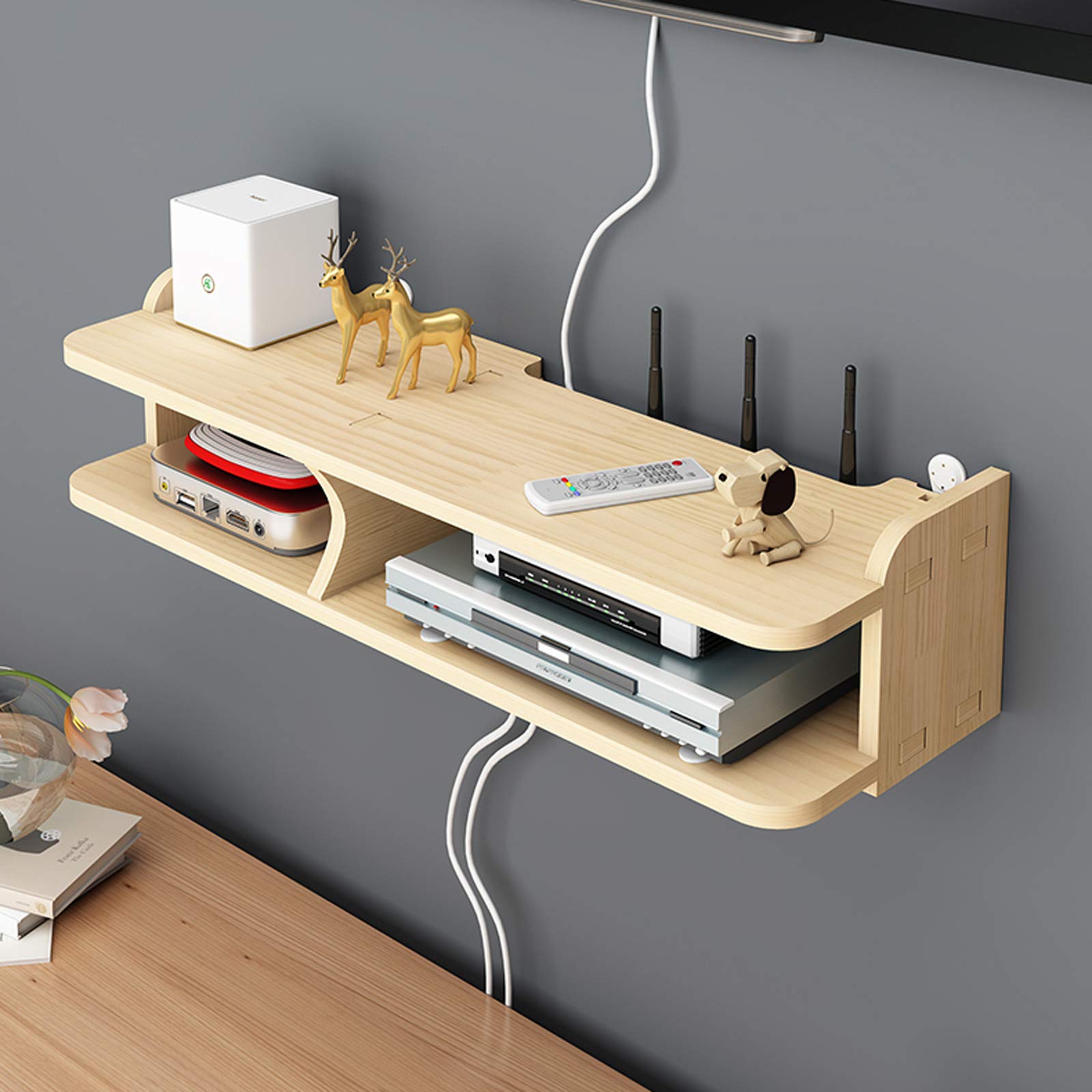 Multifunctional Wall Mounted Floating Shelf Set - TV Stand, Corner Shelves, Display Rack for Bedroom, Living Room & Office - Perfect for Organizing Set-top Box, Router, DVDs, Photos & Decor Items