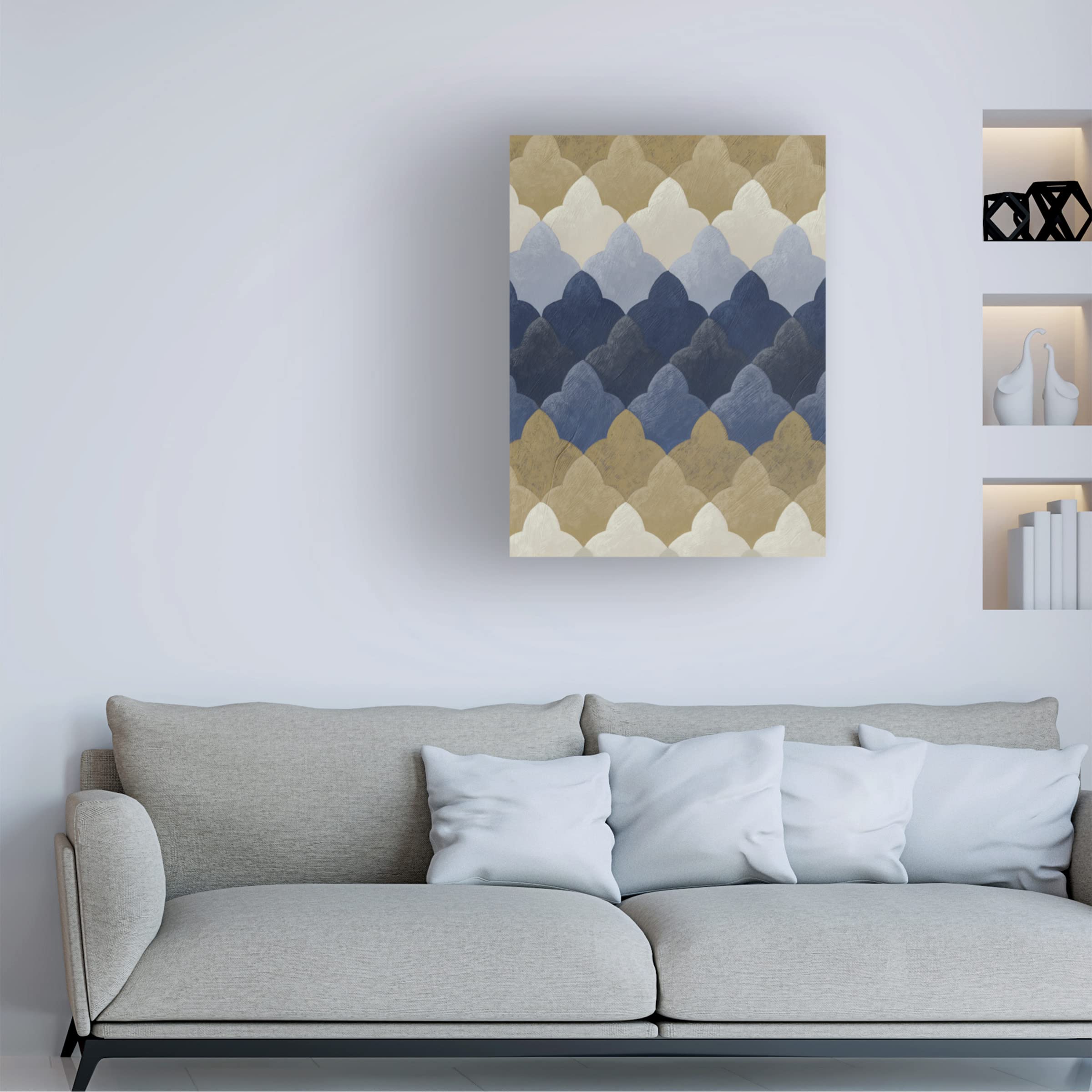 Trademark Fine Art 'Navy Motif I' Canvas Wall Art by Chariklia Zarris - Blue Nautical Home Decor for Living Room, Bedroom & Office